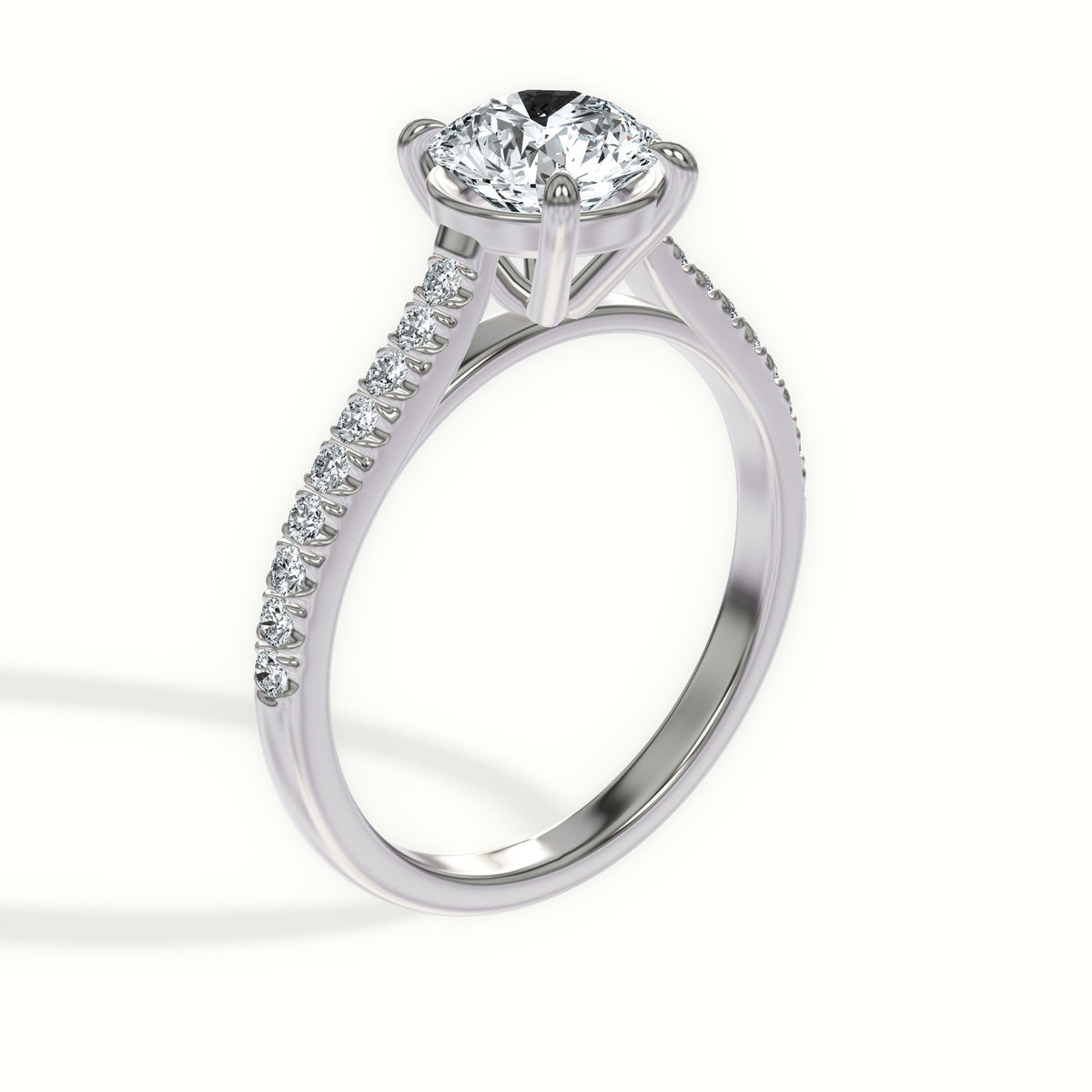 Classic Cathedral Pavé Diamond Engagement Ring