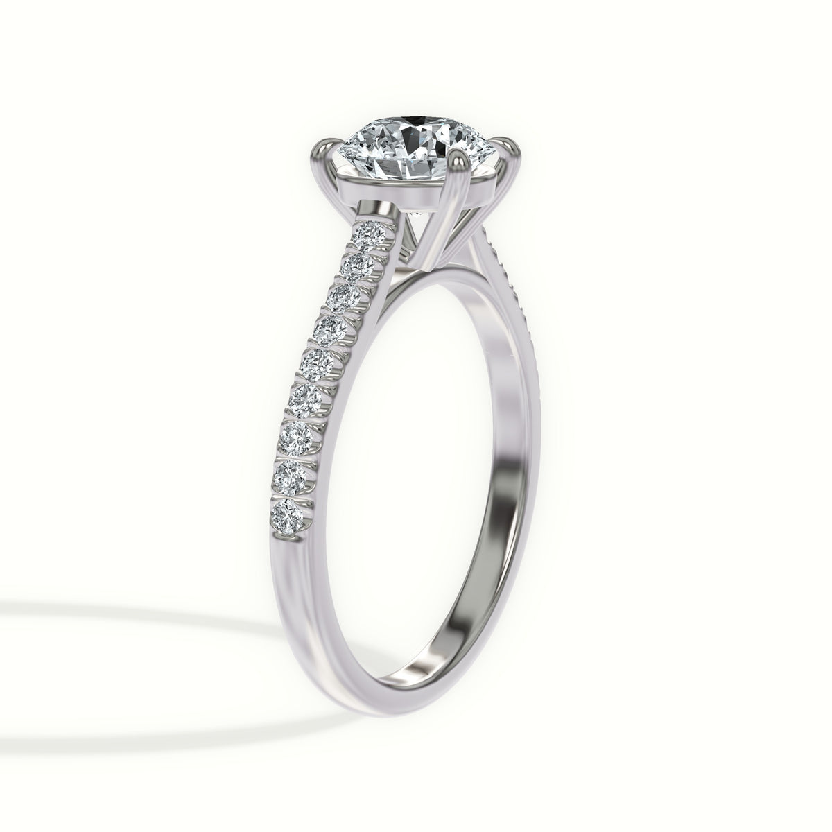 Classic Cathedral Pavé Diamond Engagement Ring