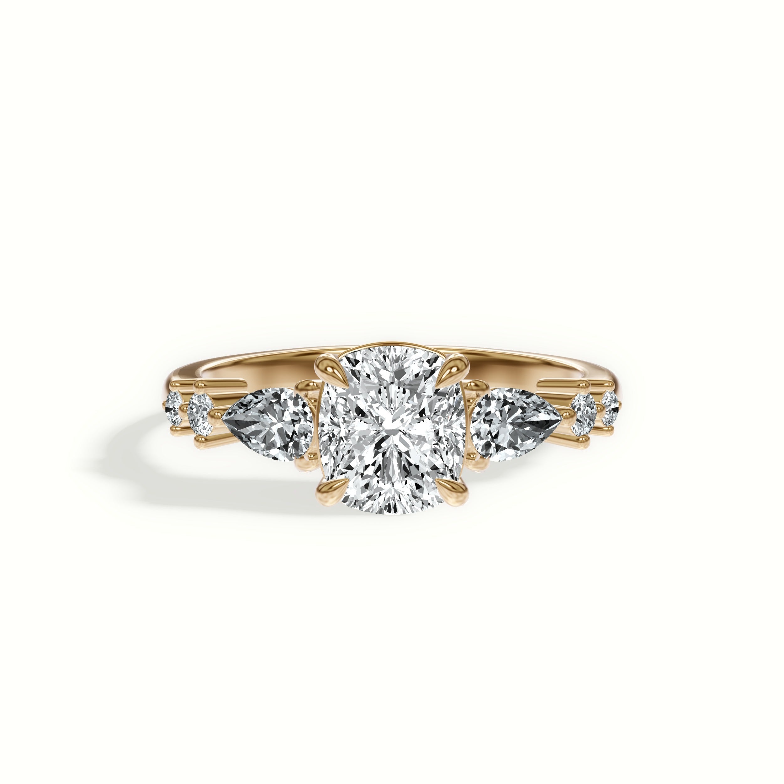 Cascading Pear and Round Diamond Engagement Ring