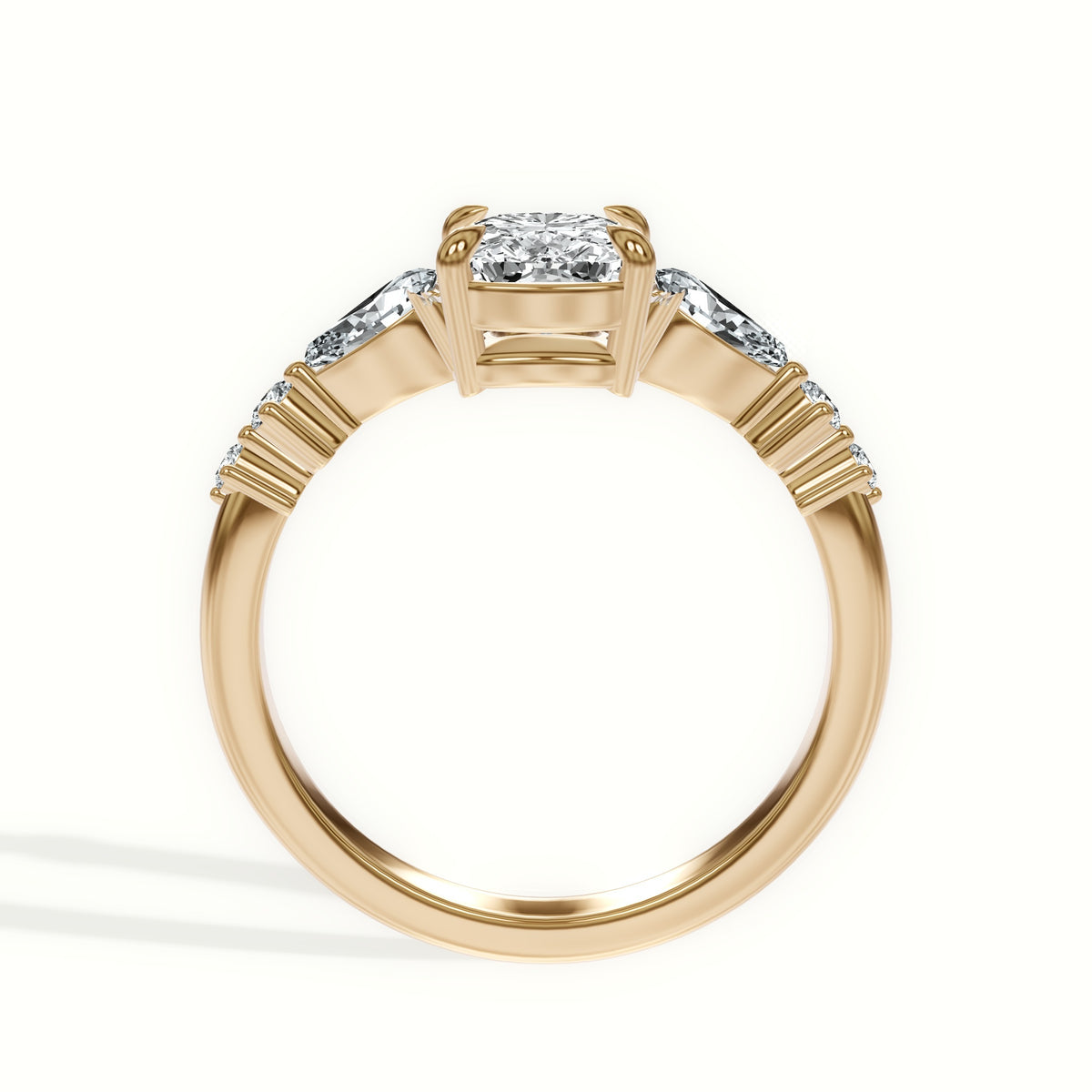 Cascading Pear and Round Diamond Engagement Ring