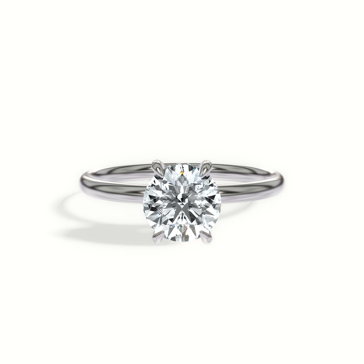 Classic Solitaire 4-Prong Engagement Ring with Hidden Halo