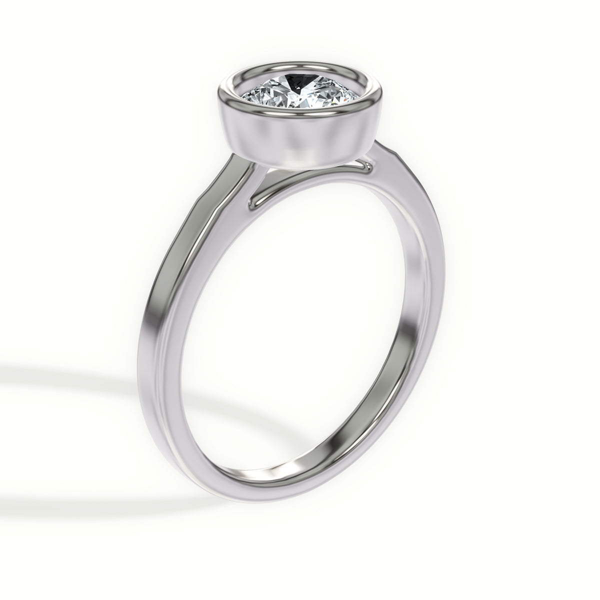 Solitaire Bezel Set Diamond Engagement Ring
