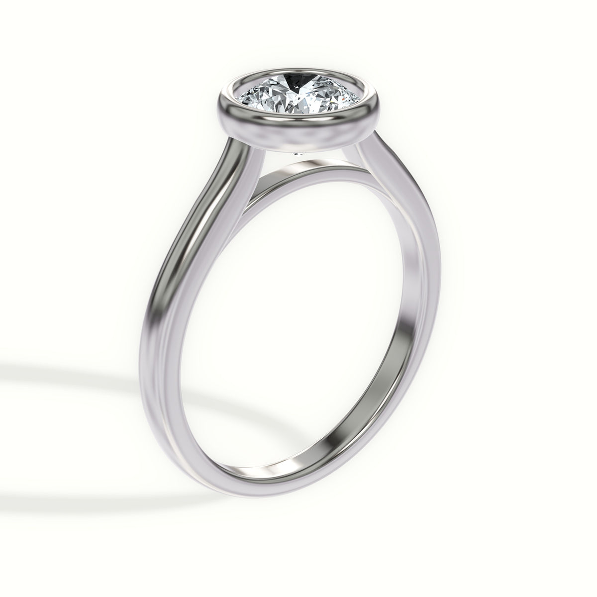 Classic Bezel Set Cathedral Solitaire Engagement Ring