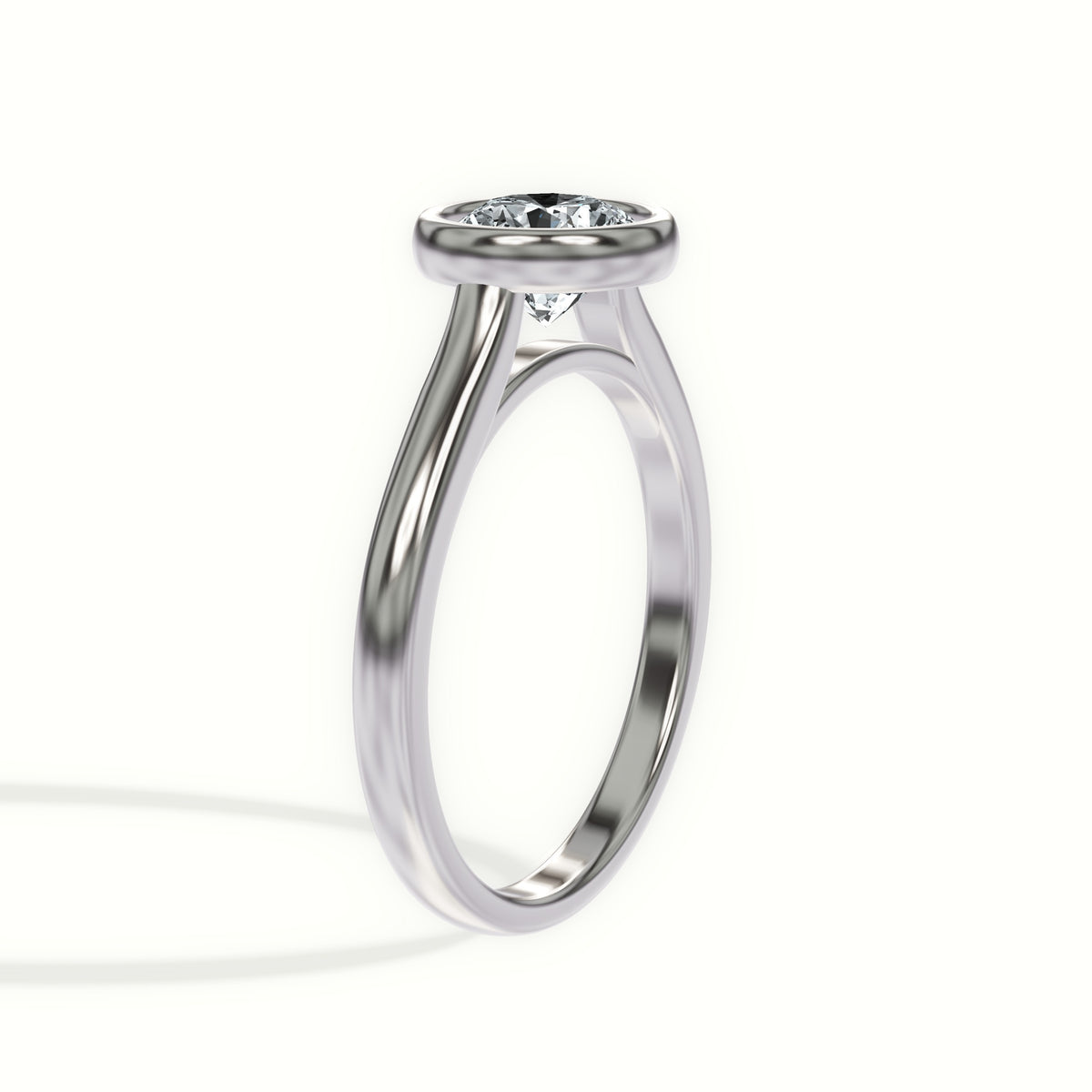 Classic Bezel Set Cathedral Solitaire Engagement Ring