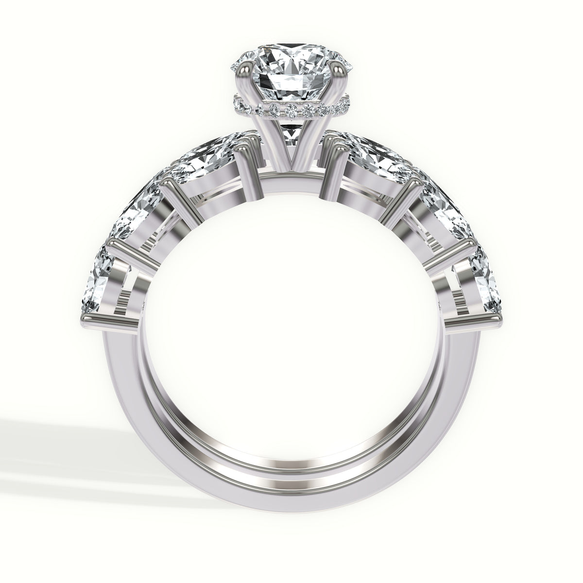 Oval Diamond Eternity Band Bridal Set with Hidden Halo