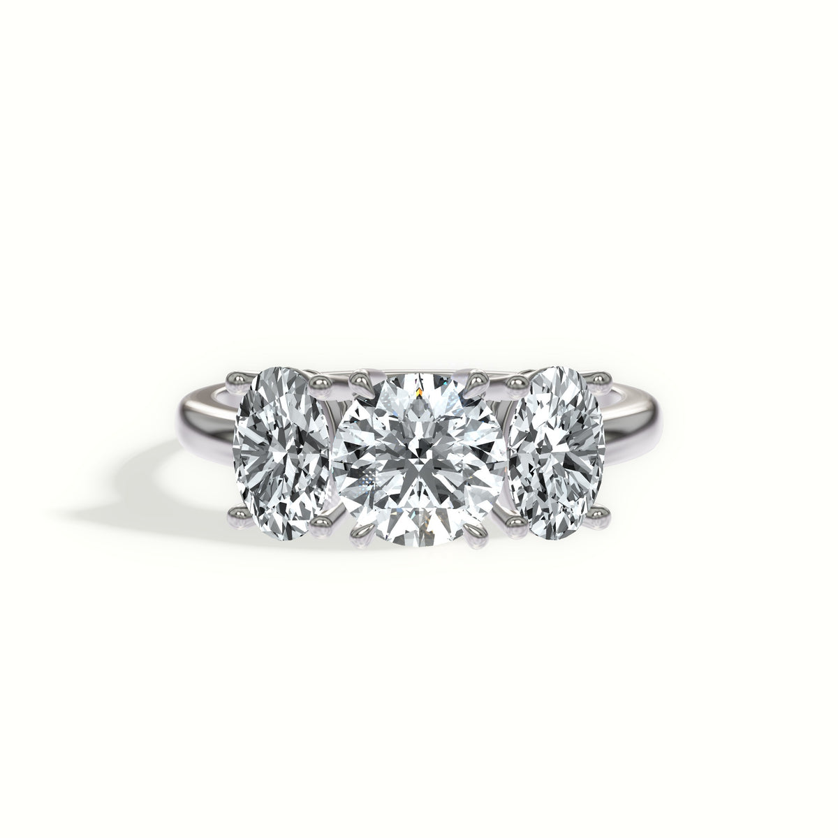 Classic Oval Three Stone Engagement Ring