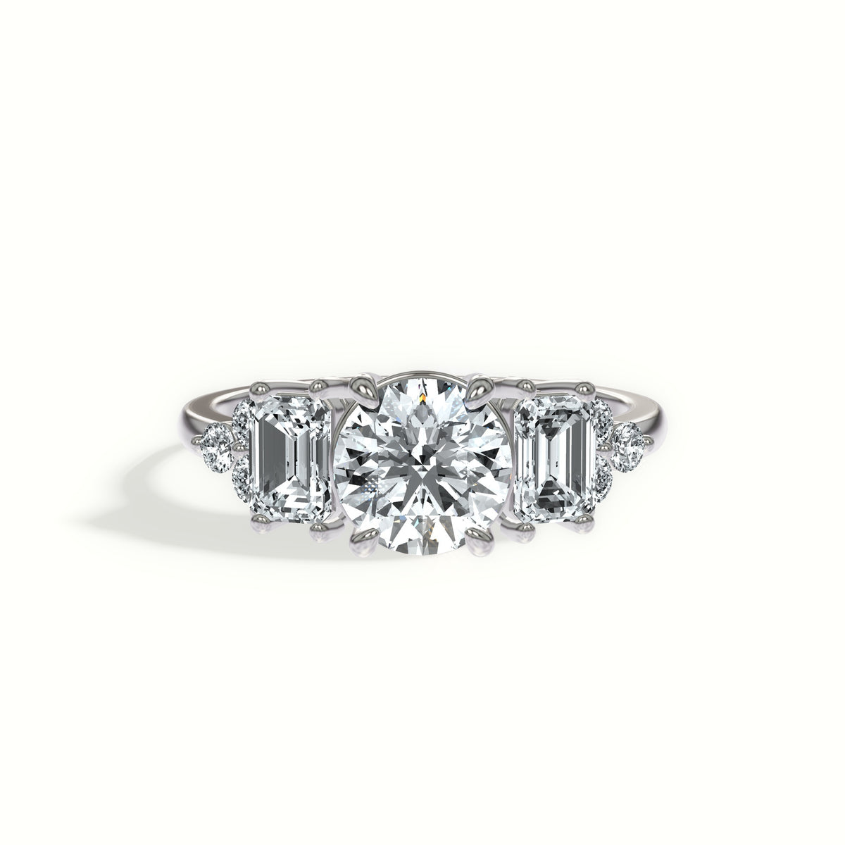 Emerald and Round Diamond Cluster Engagement Ring