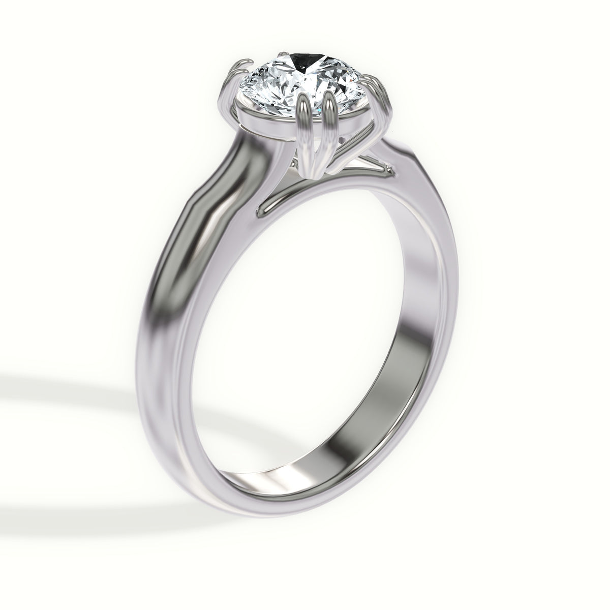Solitaire Cathedral Double Claw Prong Engagement Ring