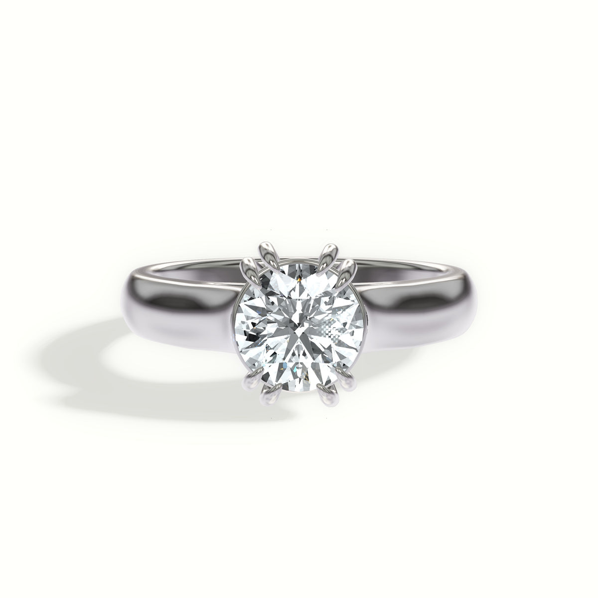 Solitaire Cathedral Double Claw Prong Engagement Ring