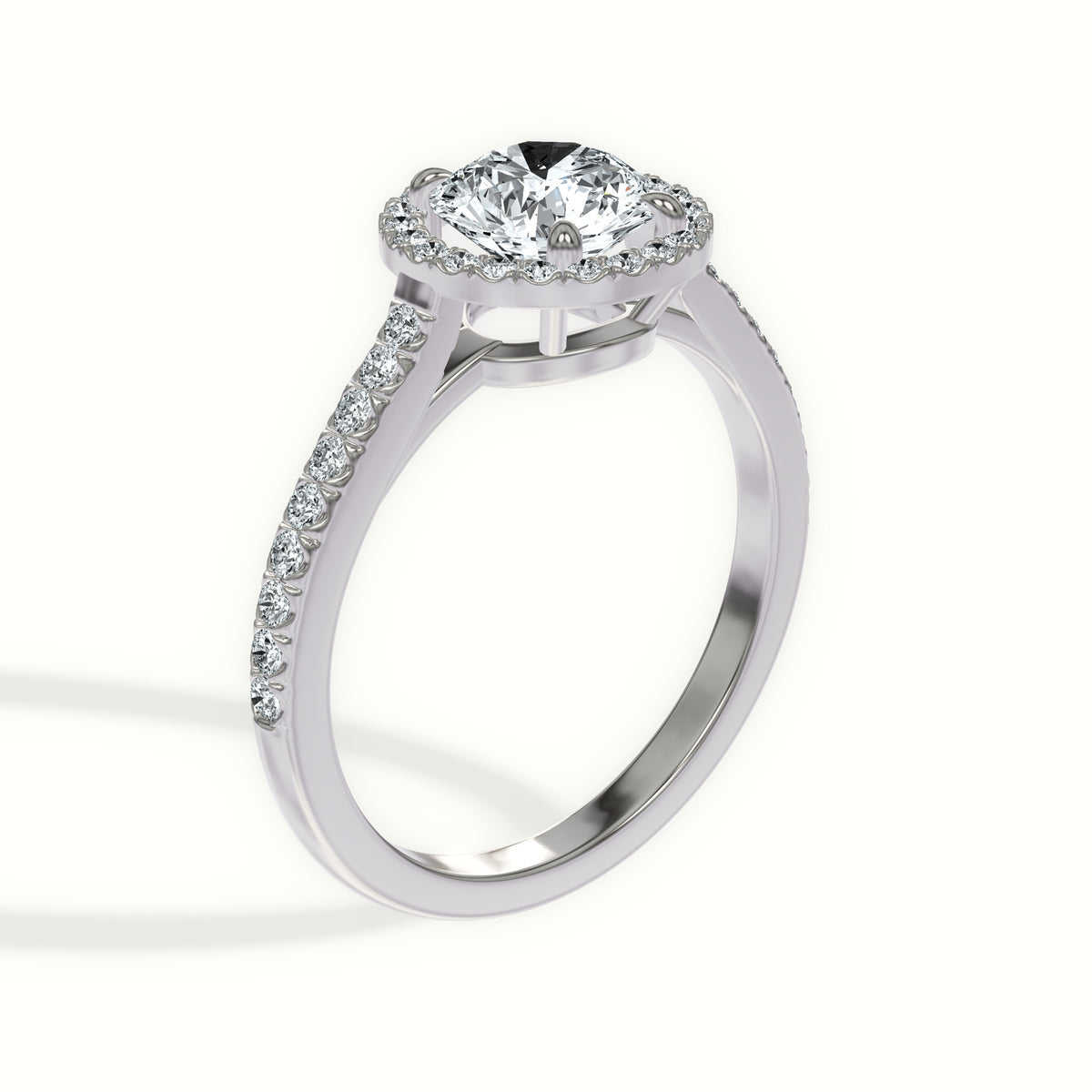 Cathedral Halo Diamond Engagement Ring