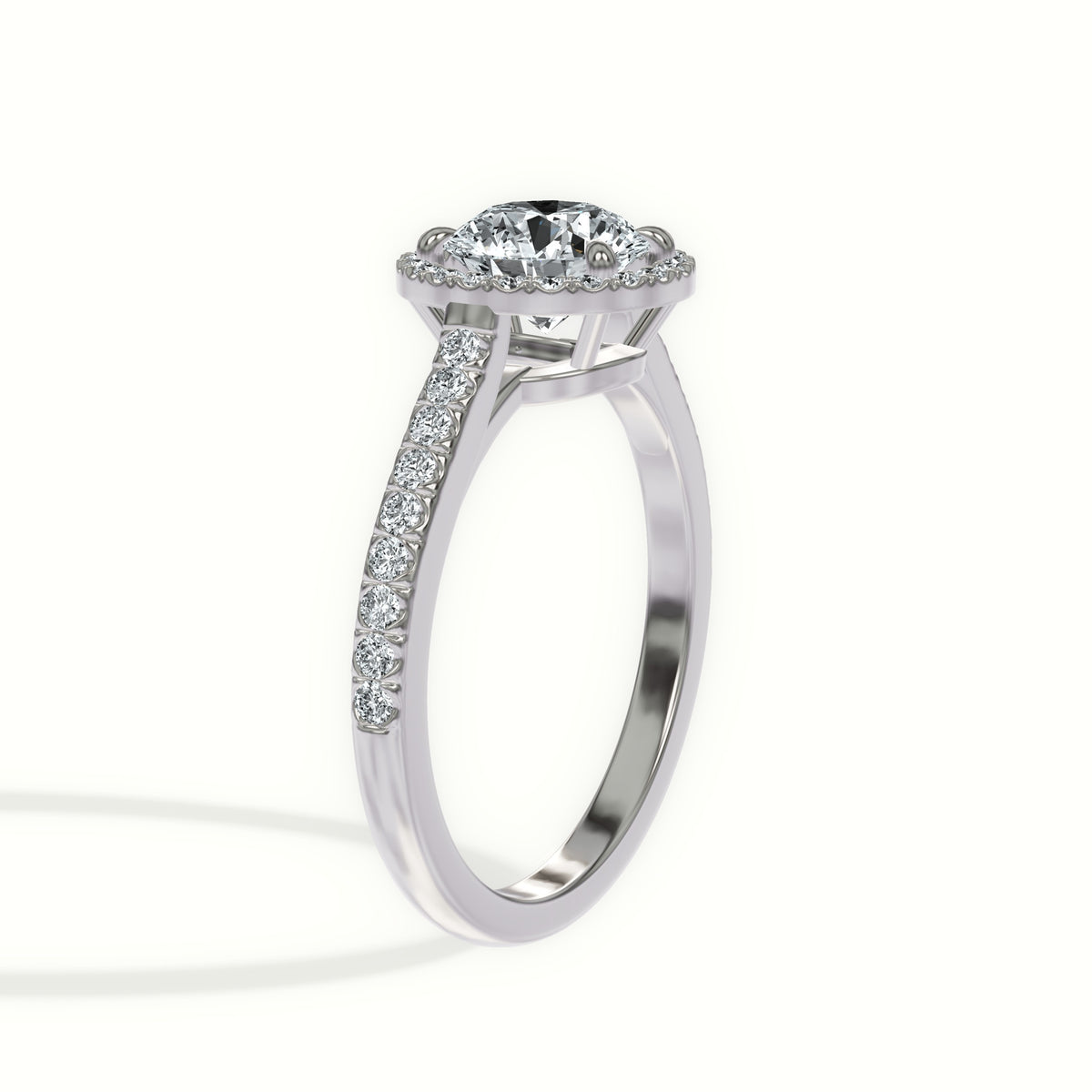 Cathedral Halo Diamond Engagement Ring
