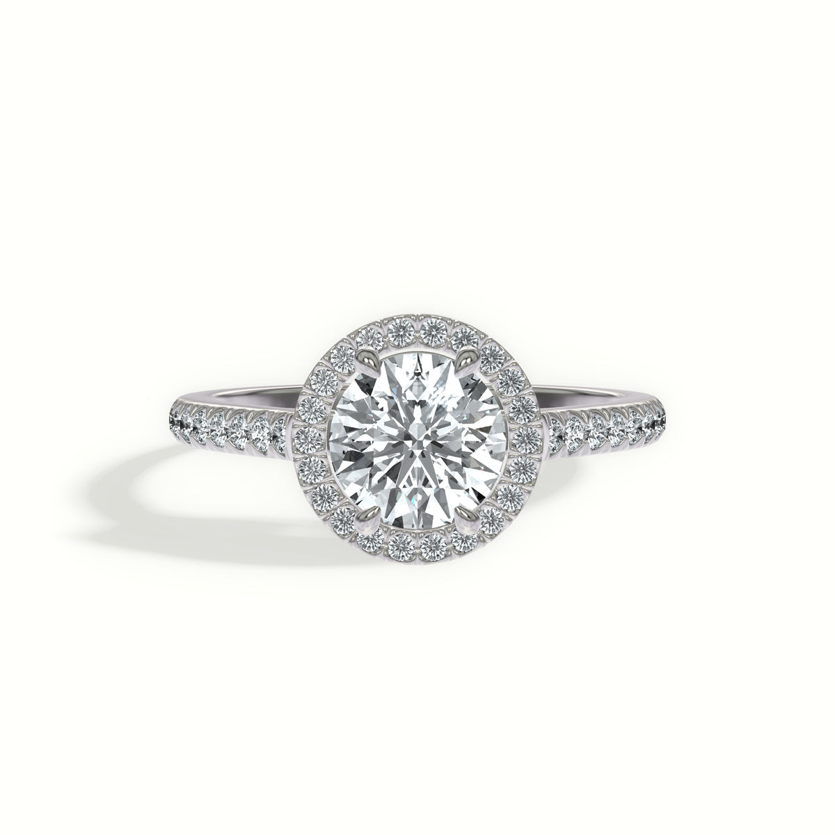 Cathedral Halo Diamond Engagement Ring