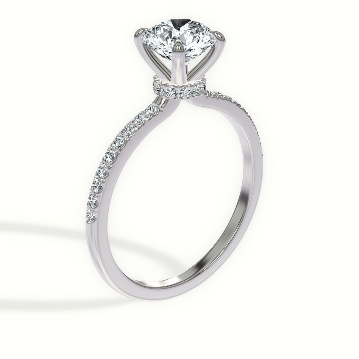 Hidden Collar Pavé Diamond Engagement Ring