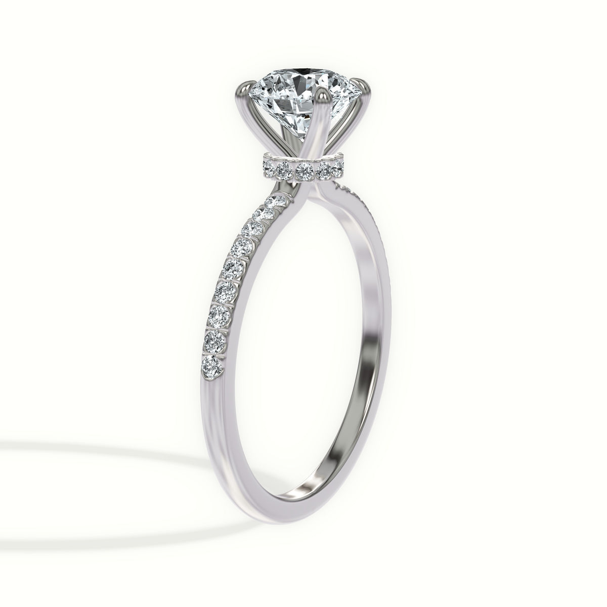 Hidden Collar Pavé Diamond Engagement Ring
