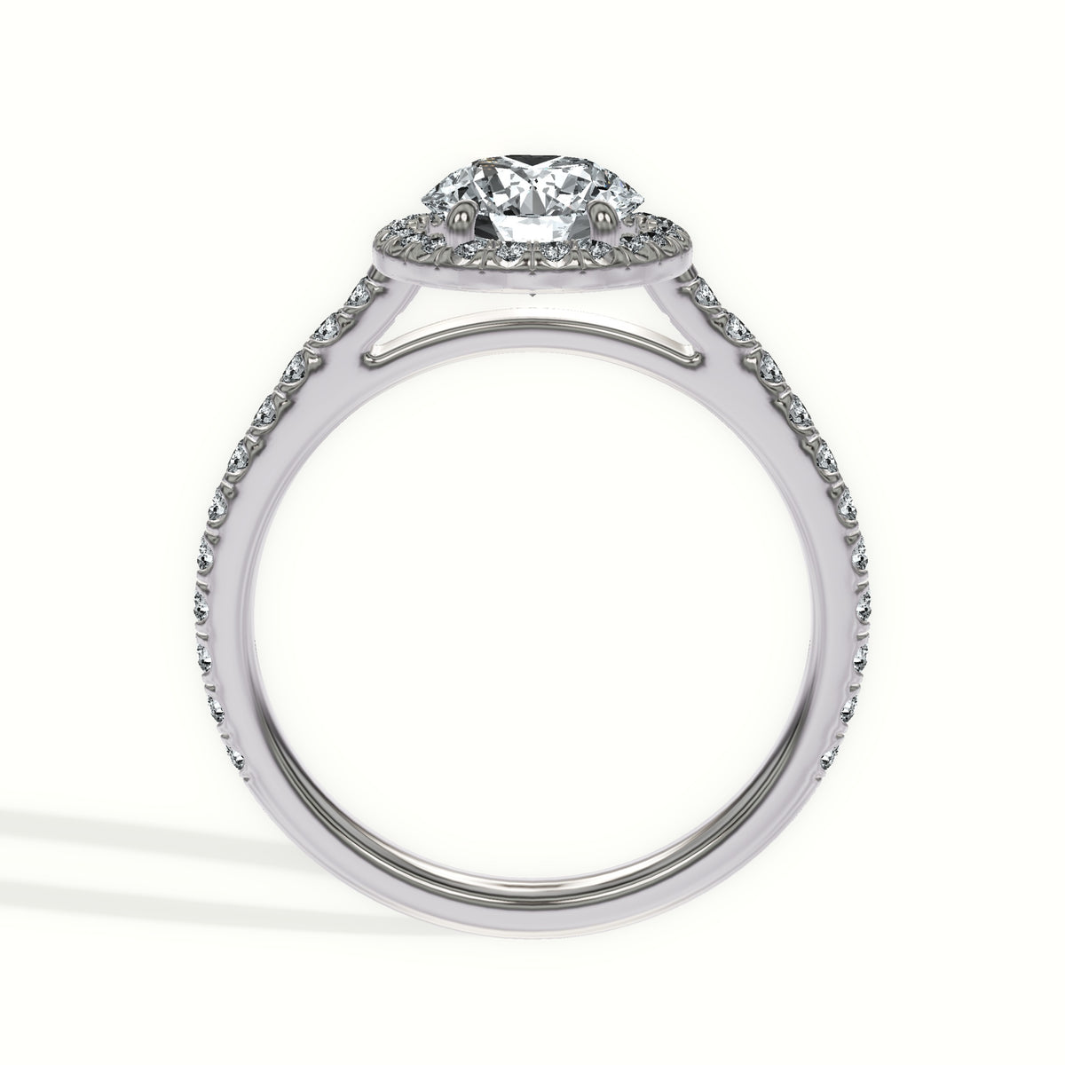 Floating Halo Cathedral Pavé Engagement Ring