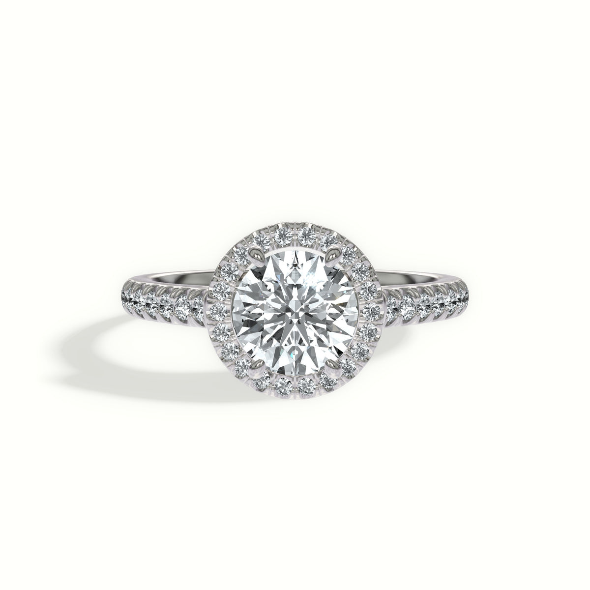Floating Halo Cathedral Pavé Engagement Ring