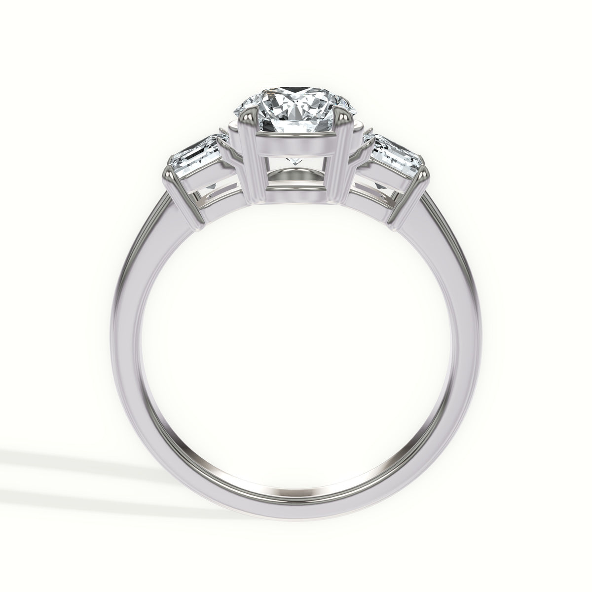 Classic Asscher Step Cut Three Stone Engagement Ring