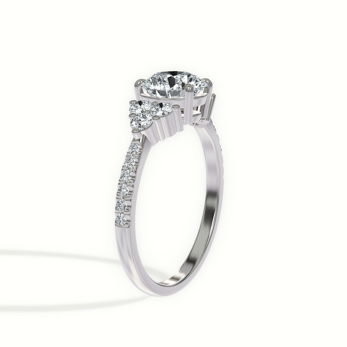 Triad Cluster Pavé Diamond Engagement Ring