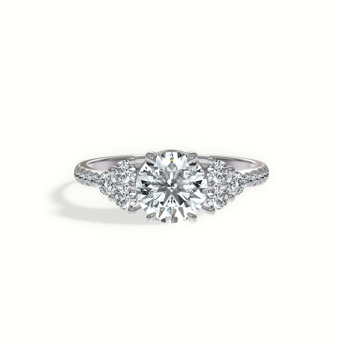Triad Cluster Pavé Diamond Engagement Ring