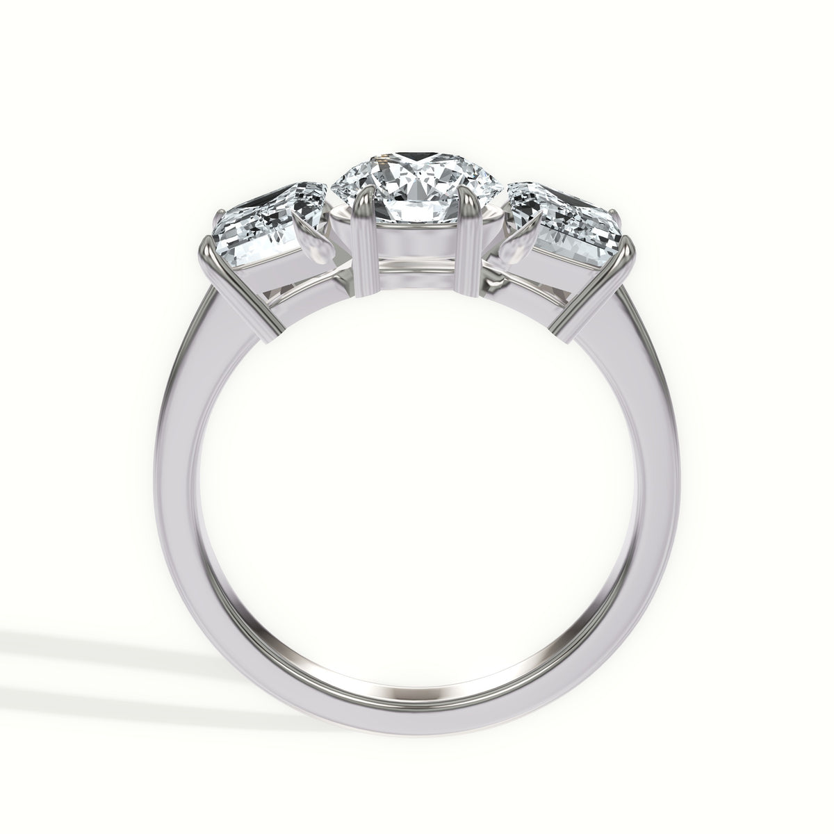 Classic Emerald Three Stone Engagement Ring