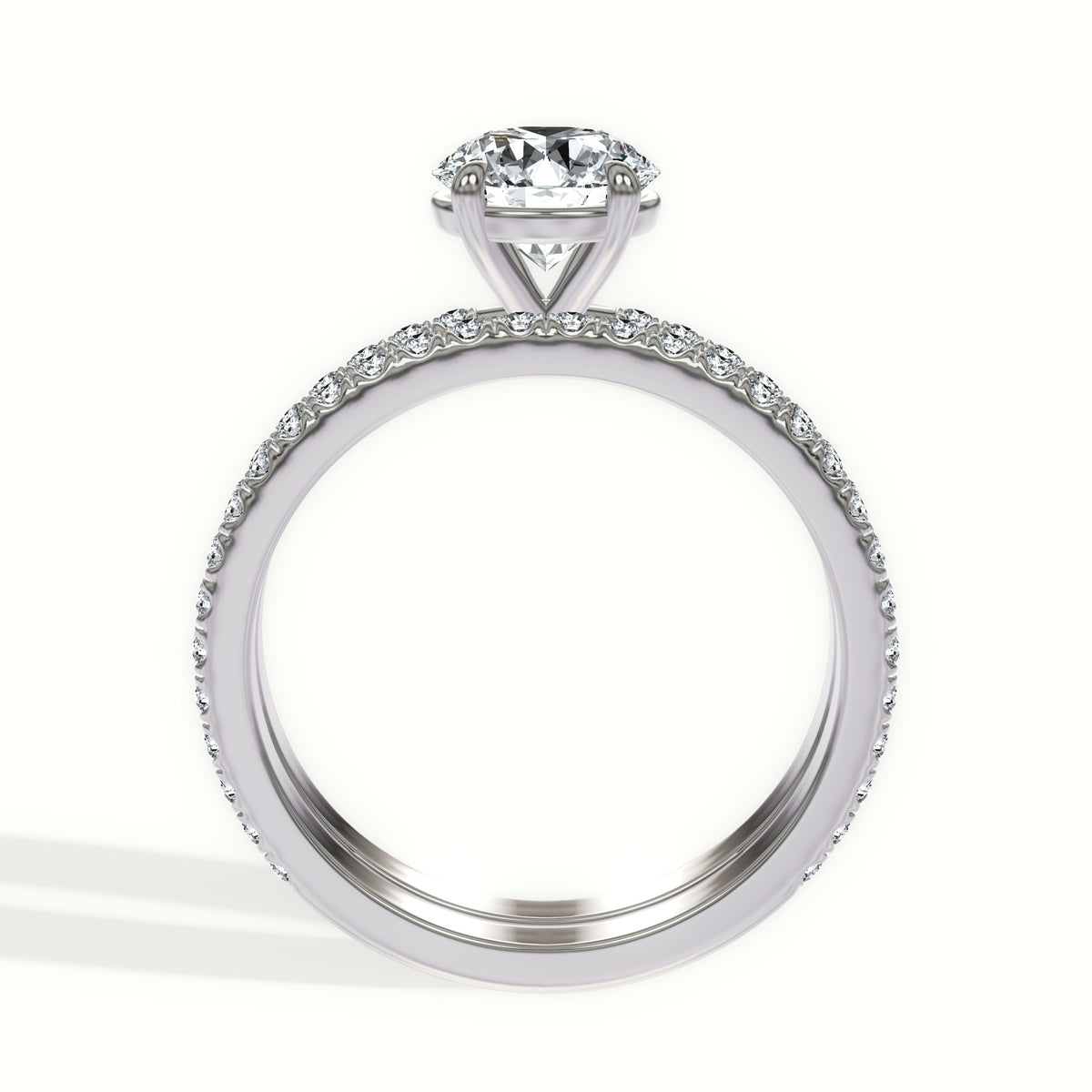 Pavé Diamond Engagement and Wedding Ring Set