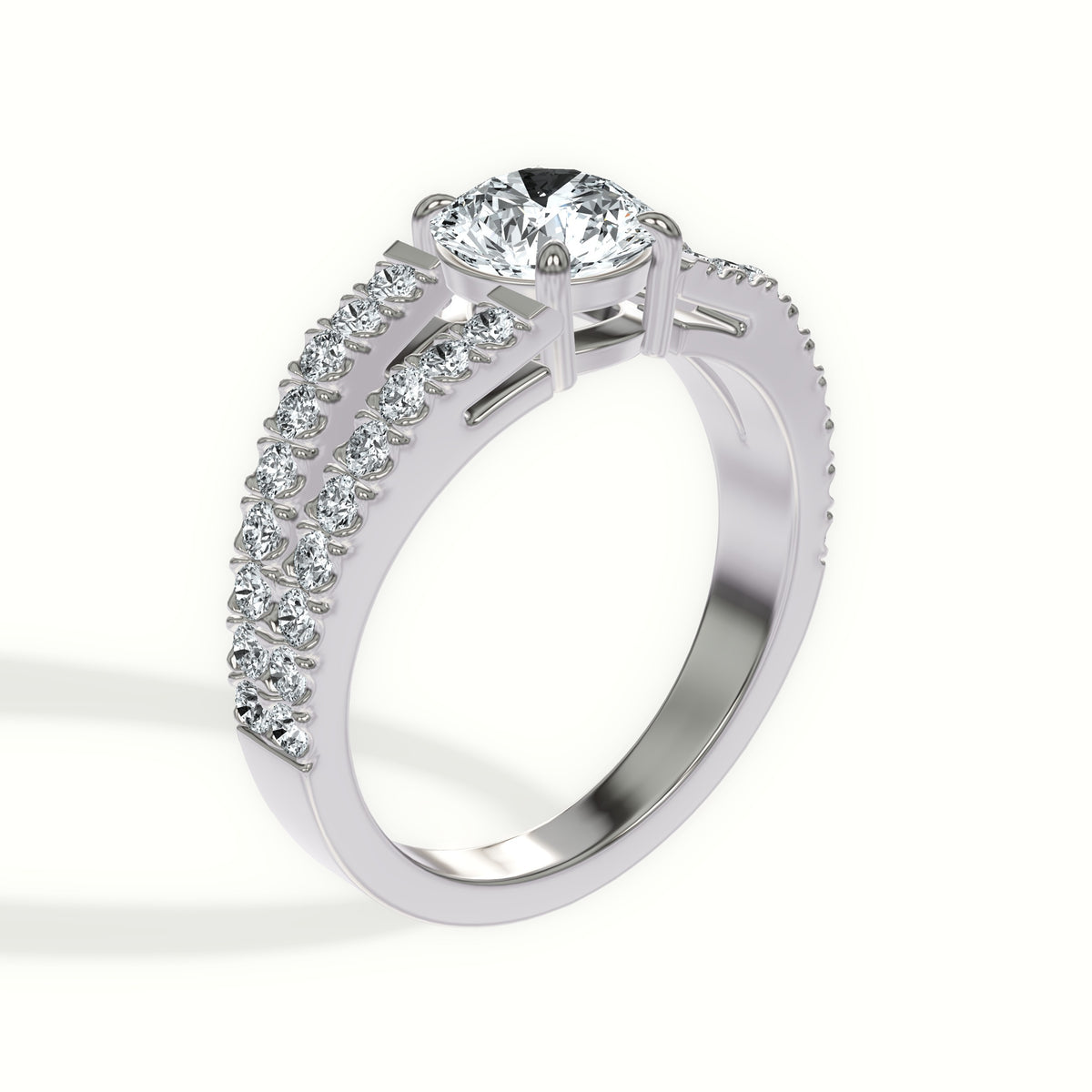 Open Split Shank Pavé Diamond Engagement Ring