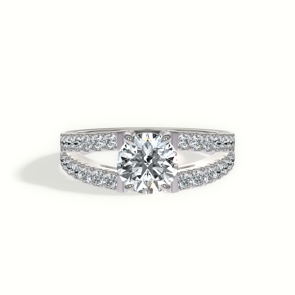 Open Split Shank Pavé Diamond Engagement Ring