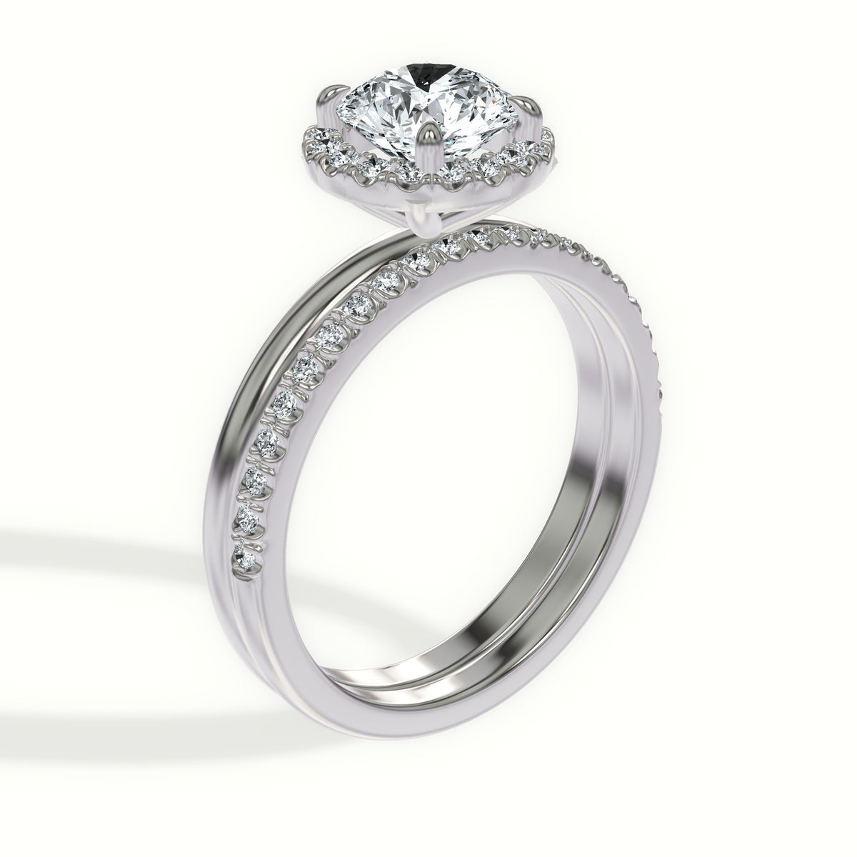 Classic Halo Pavé Diamond Bridal Set