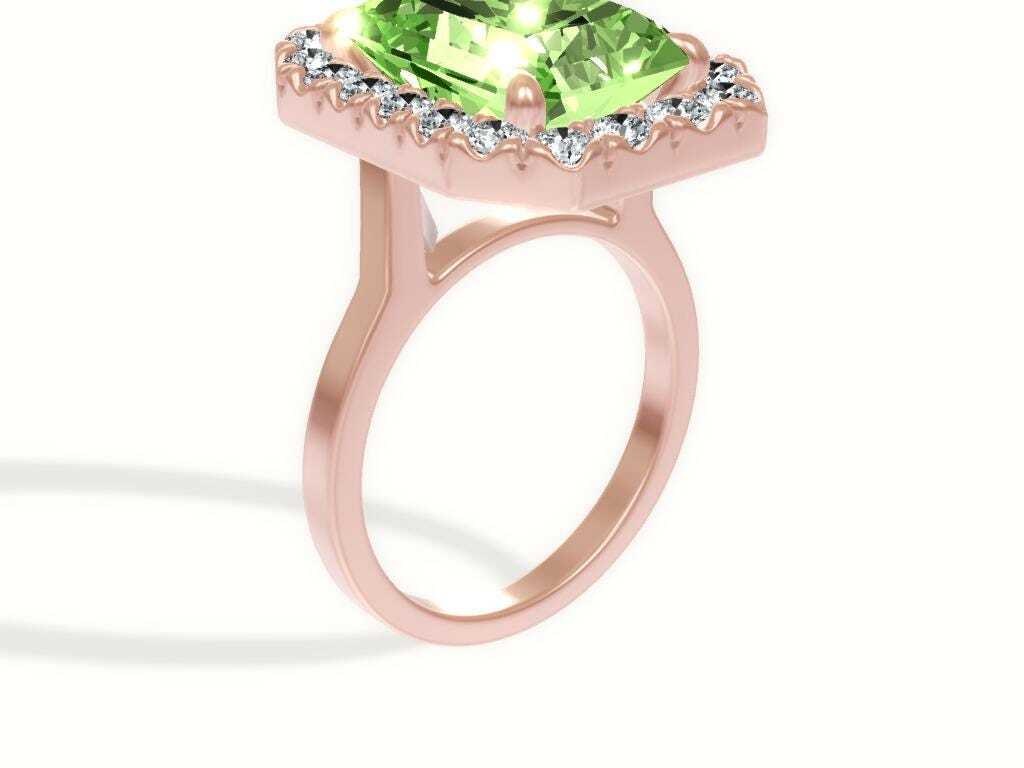 7.25 Carat Total Fancy Vivid Green Color Radiant Cut Diamond Halo Engagement Ring