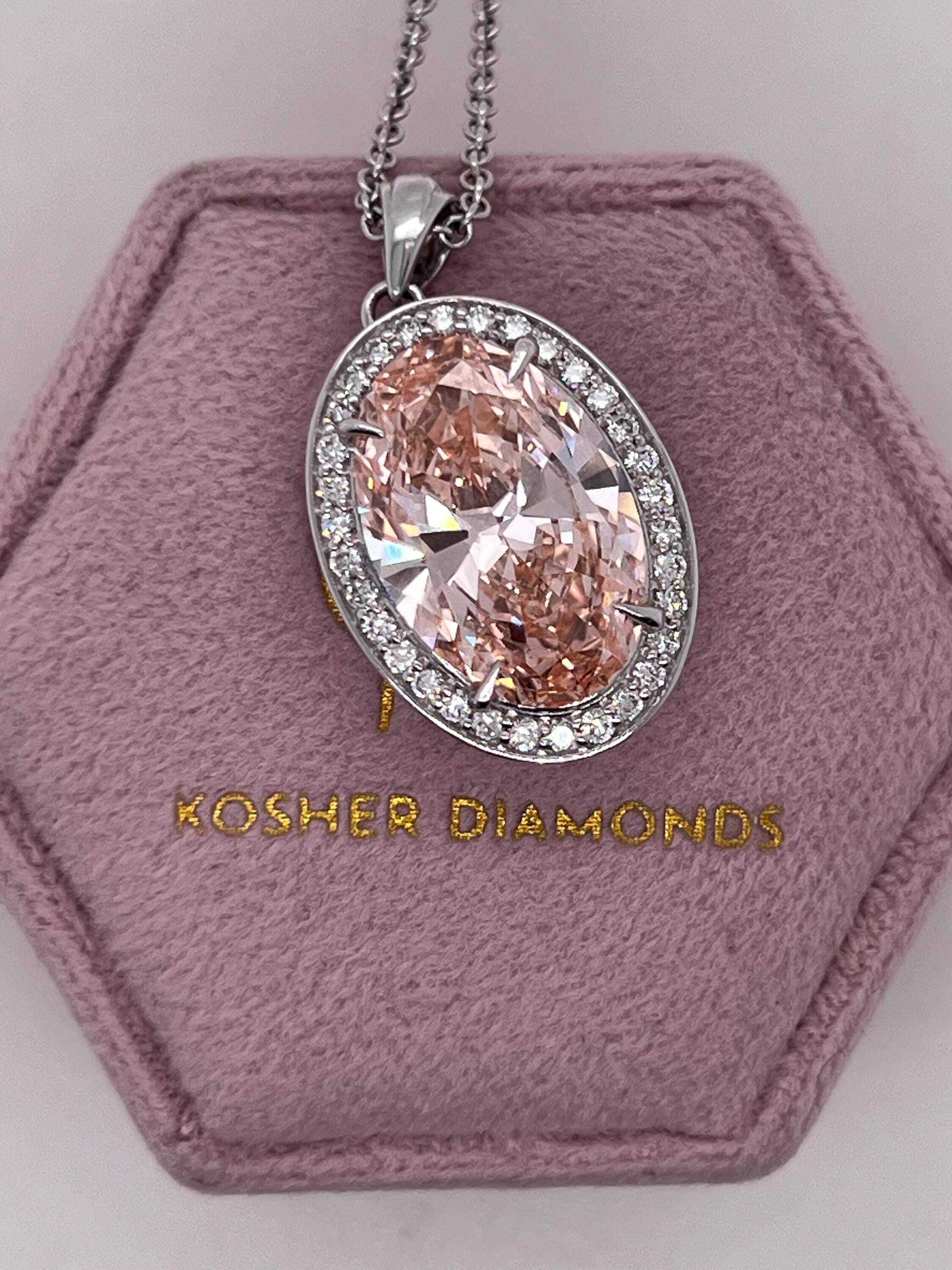 7.25 Carat Fancy Vivid Pink Color Oval Cut Diamond Halo Pendant
