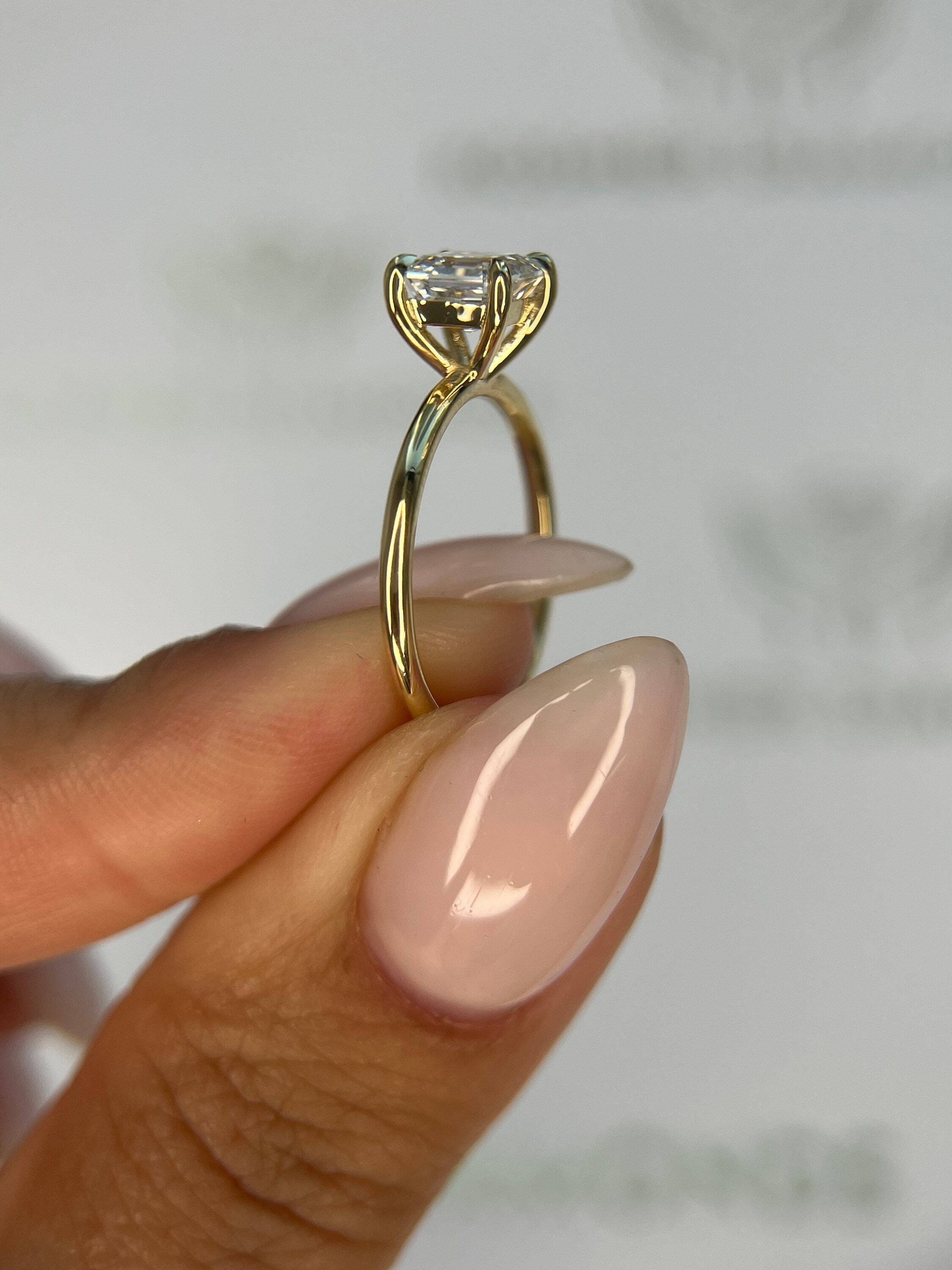 1 Carat Asscher Cut Diamond Solitaire Engagement Ring
