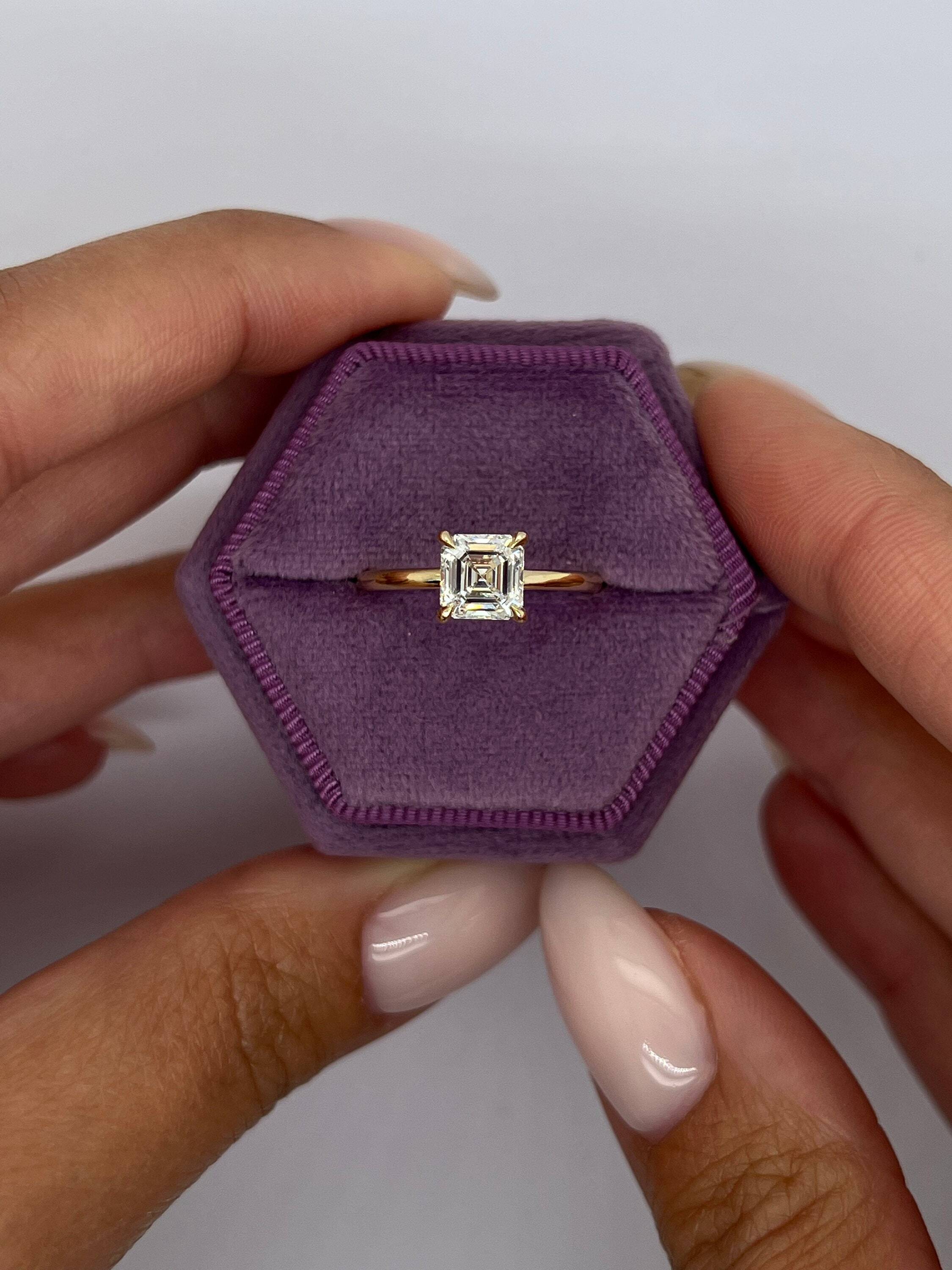 1 Carat Asscher Cut Diamond Solitaire Engagement Ring