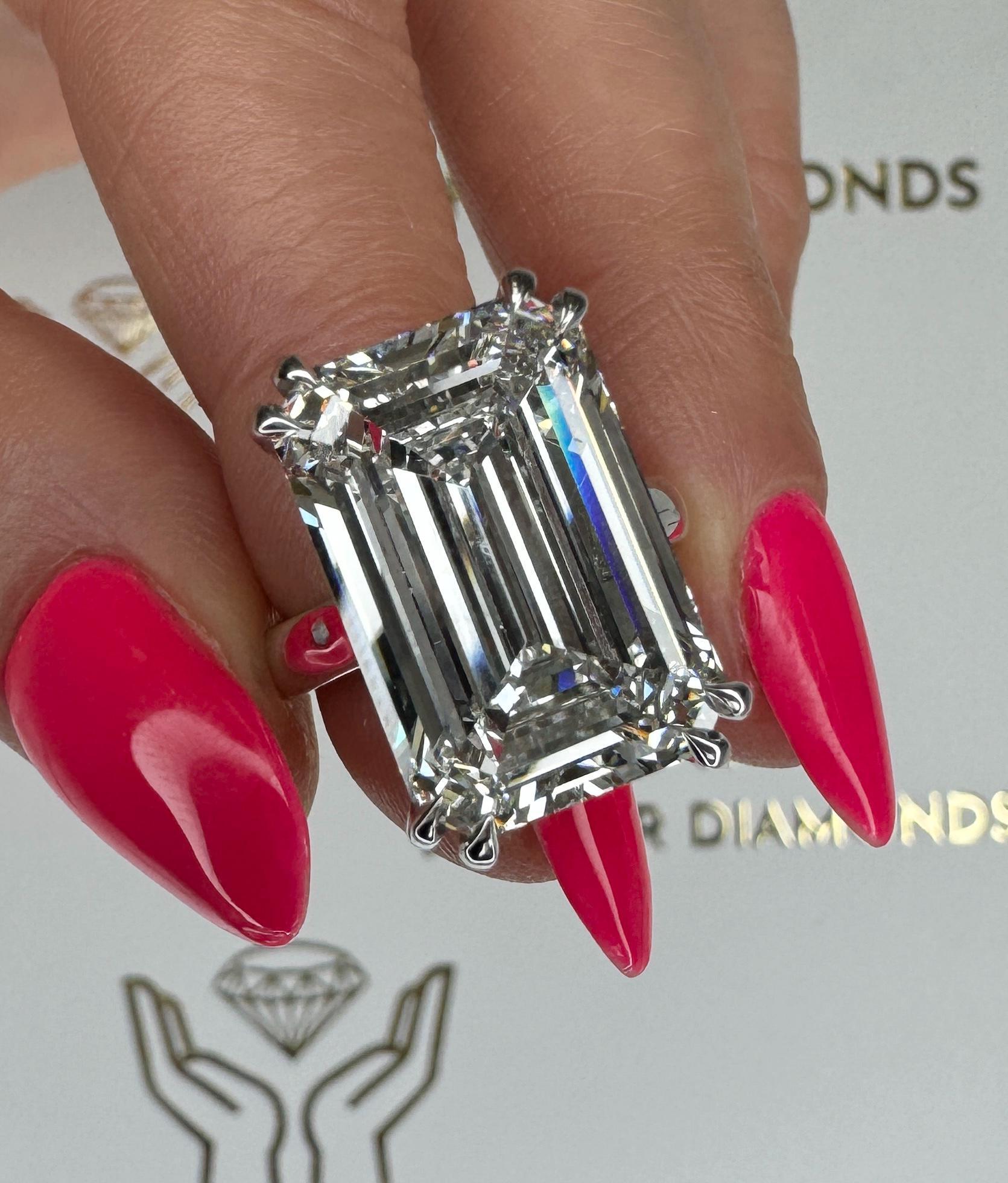 15 Carat Emerald Cut Solitaire Diamond Engagement Ring