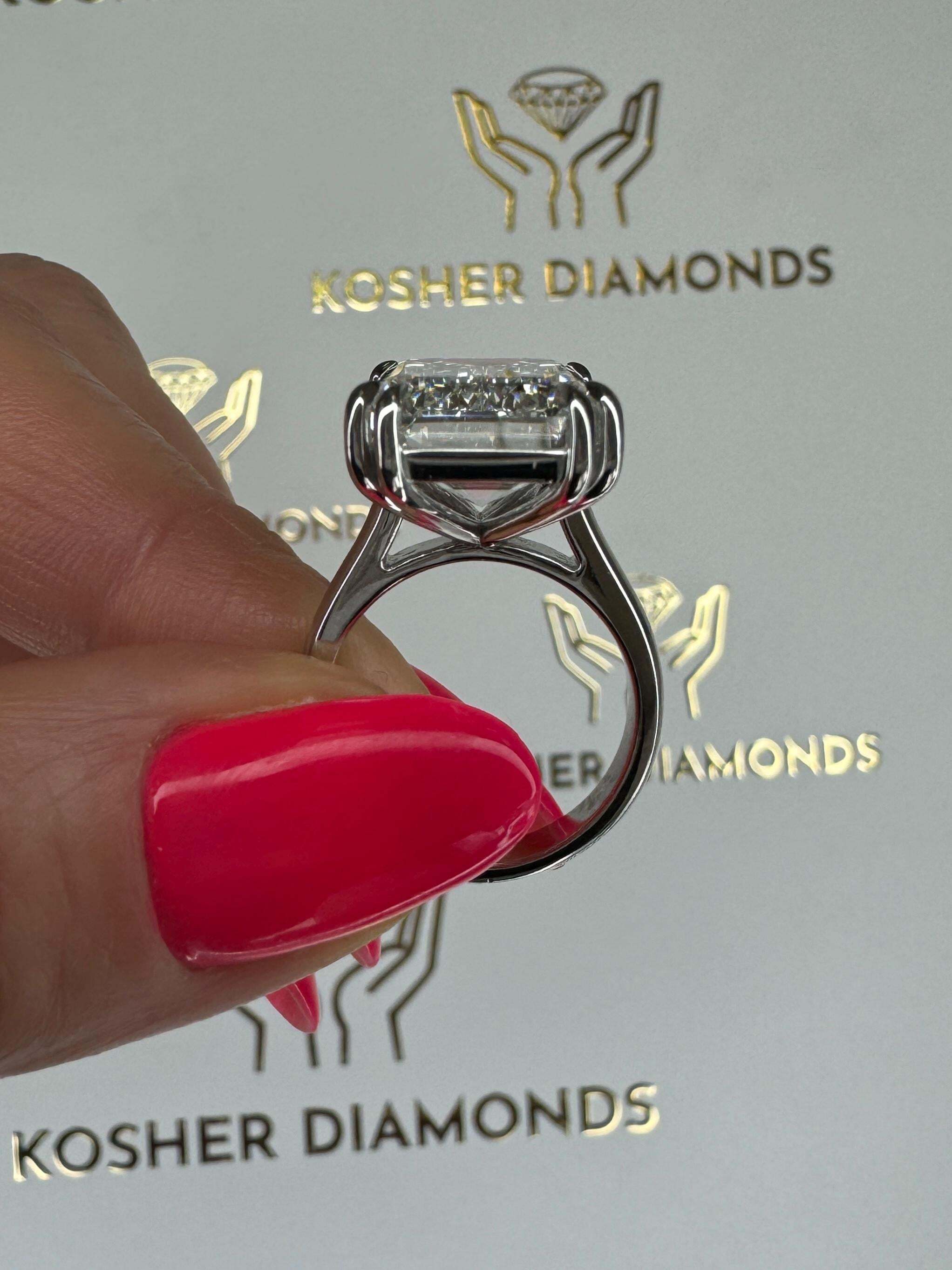 15 Carat Emerald Cut Solitaire Diamond Engagement Ring