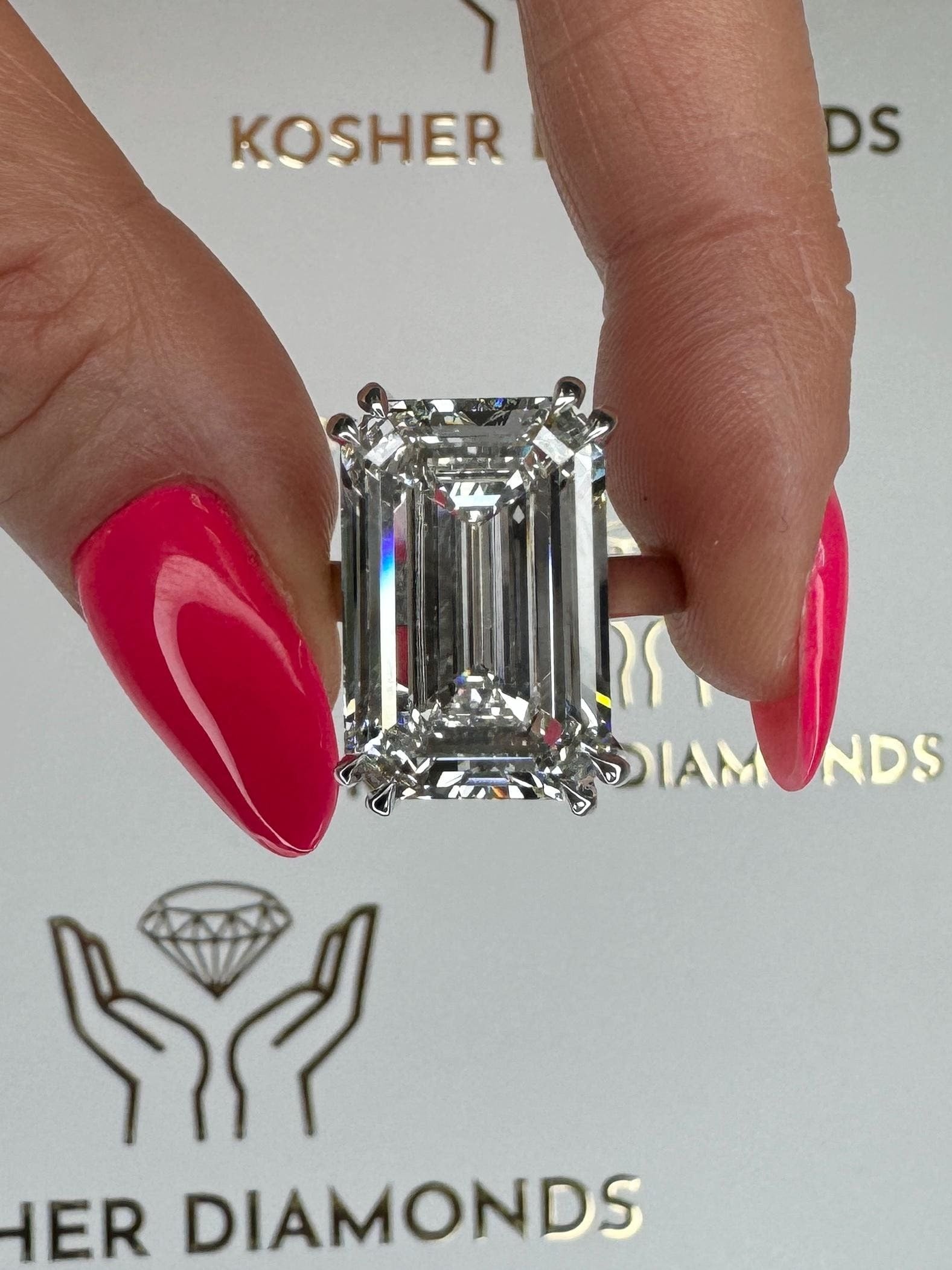 15 Carat Emerald Cut Solitaire Diamond Engagement Ring