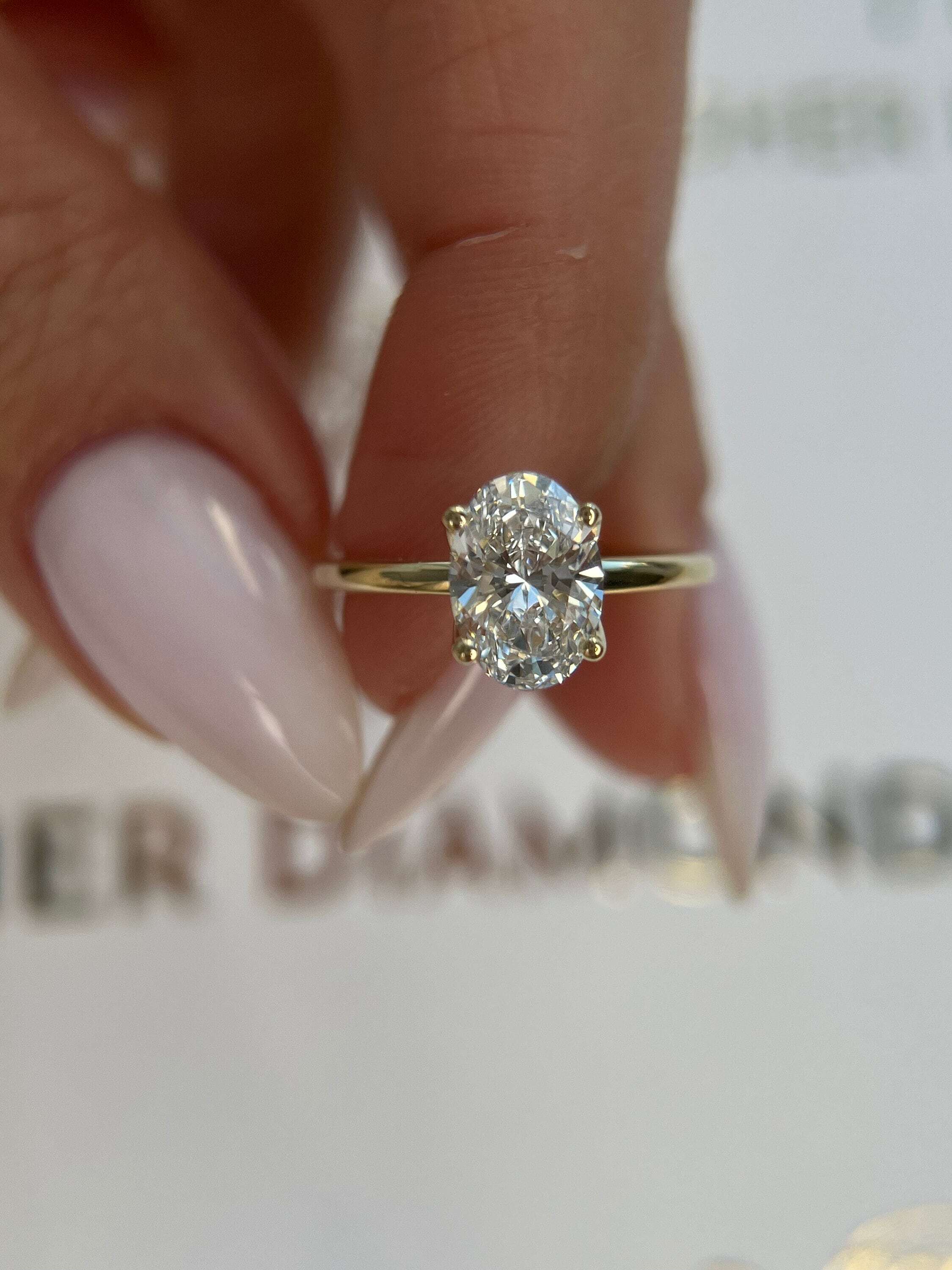 Tulip Design 1.5 Carat Oval Excellent Cut Diamond Solitaire Engagement Ring