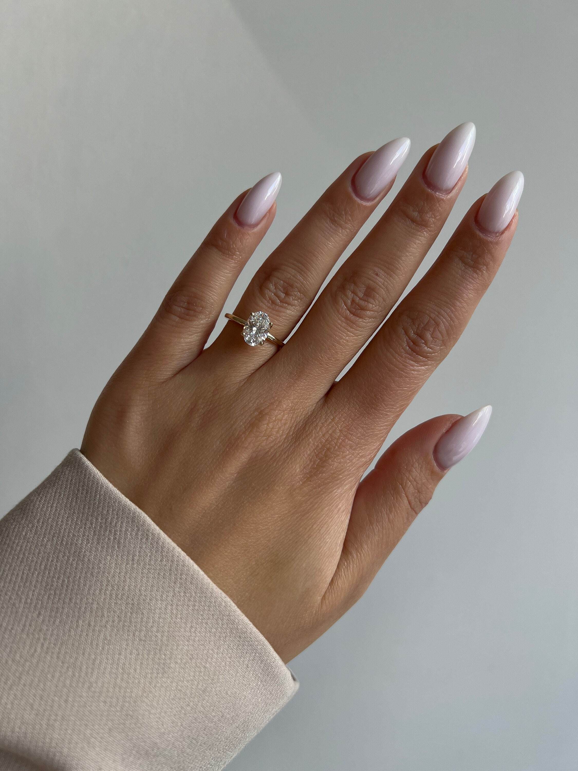 Tulip Design 1.5 Carat Oval Excellent Cut Diamond Solitaire Engagement Ring