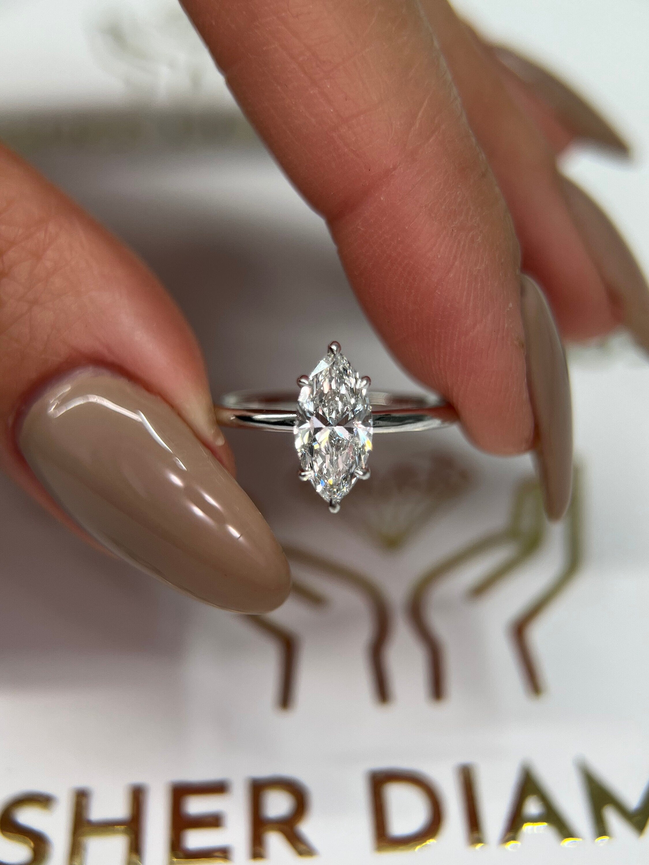 1 Carat Marquise Cut Diamond Solitaire Engagement Ring