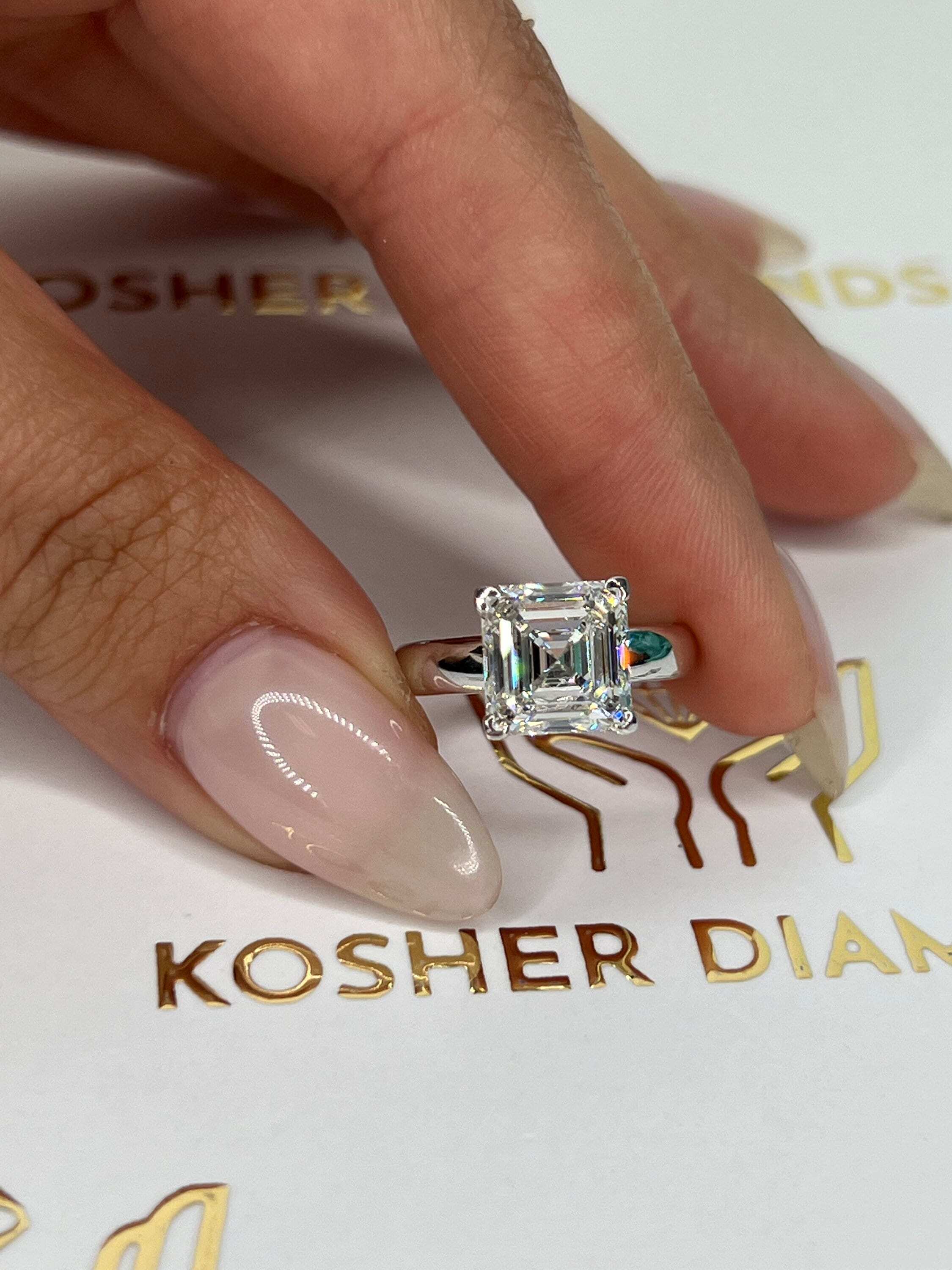 4 Carat Asscher Cut Diamond Solitaire Engagement Ring