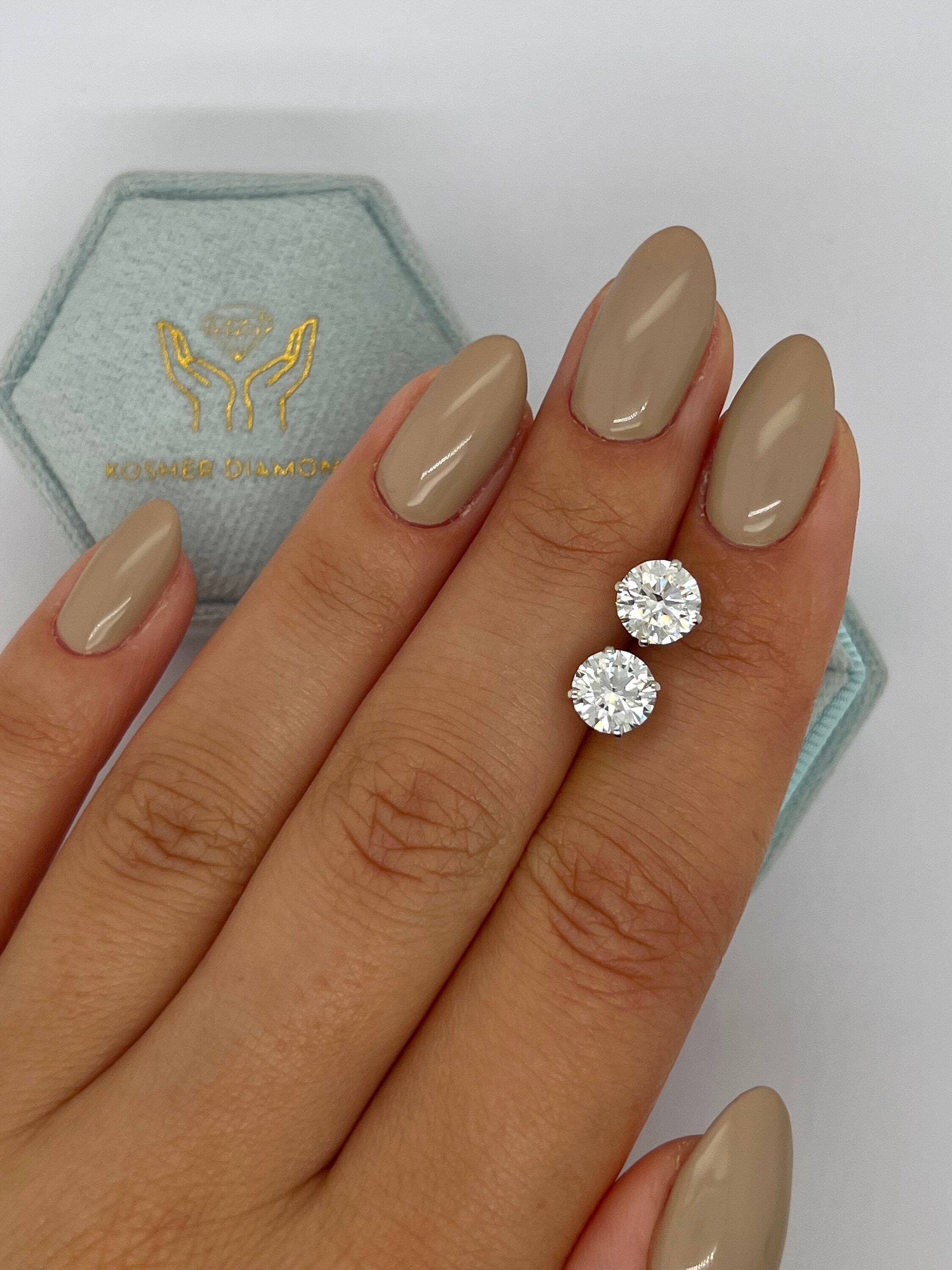 2 Carat Total Weight Round Ideal Cut Diamond Basket Pushback Stud Earrings