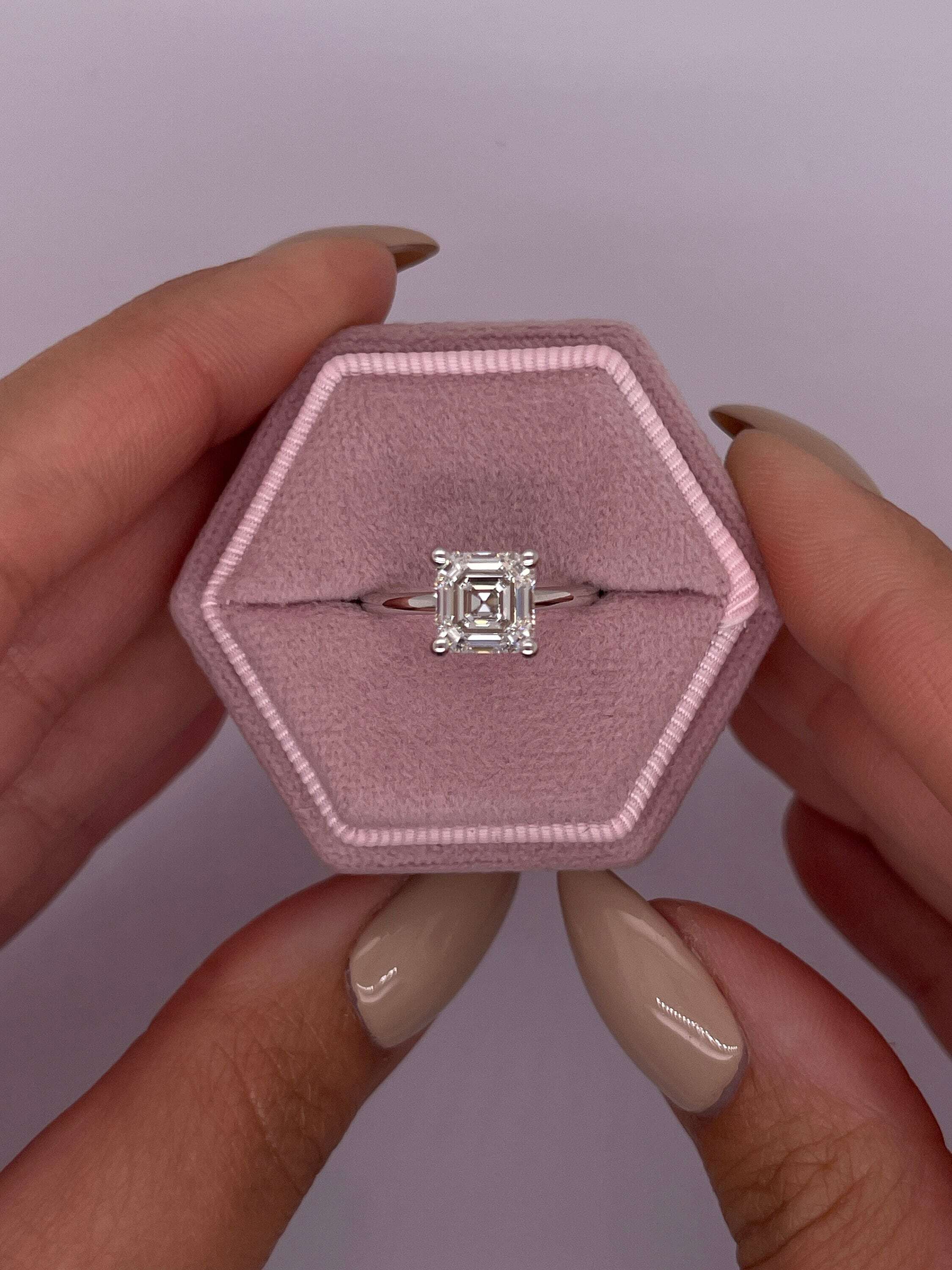 2 Carat Asscher Cut Diamond Solitaire Engagement Ring