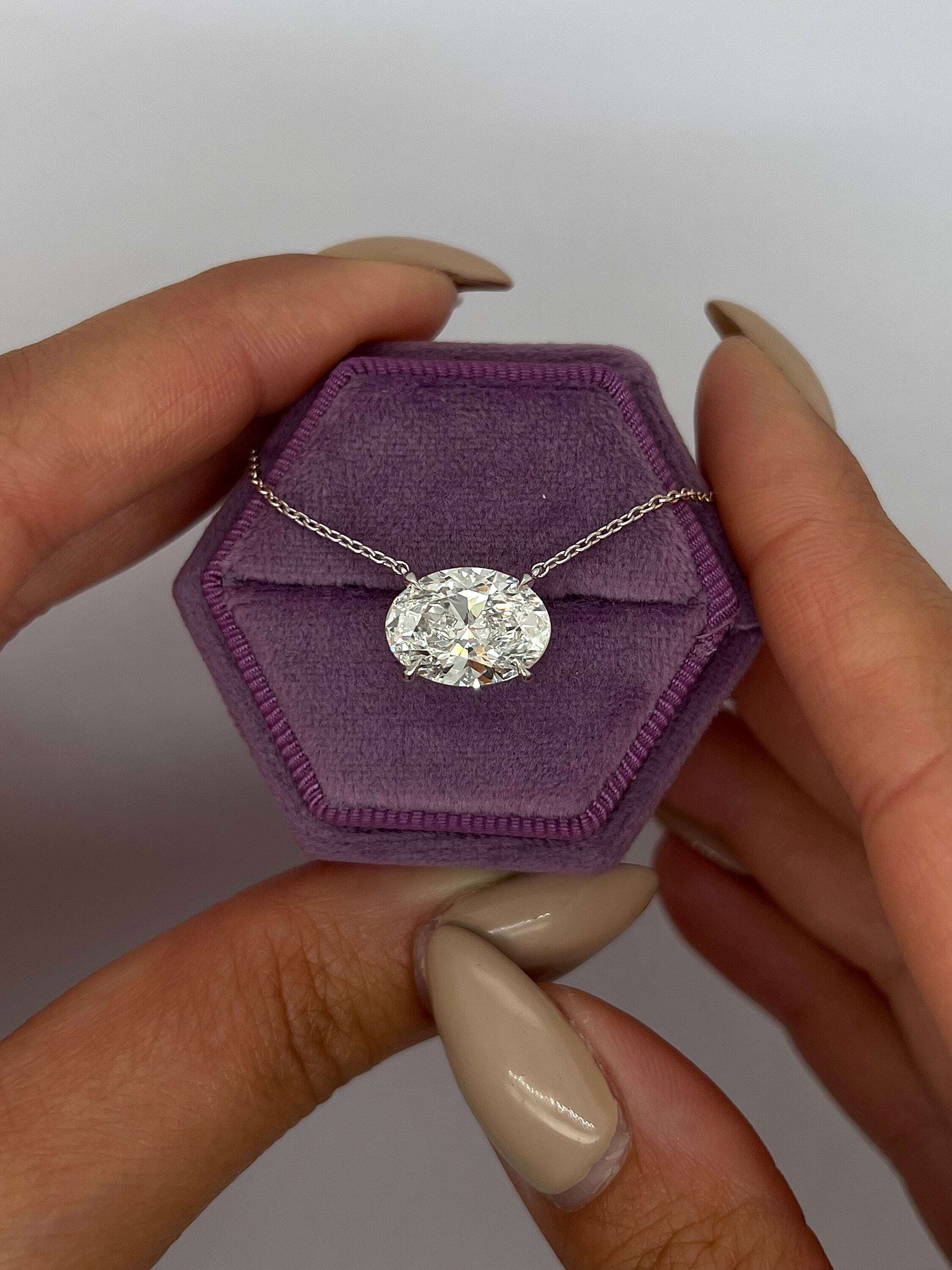4 Carat Oval Cut Diamond Solitaire Floating Pendant