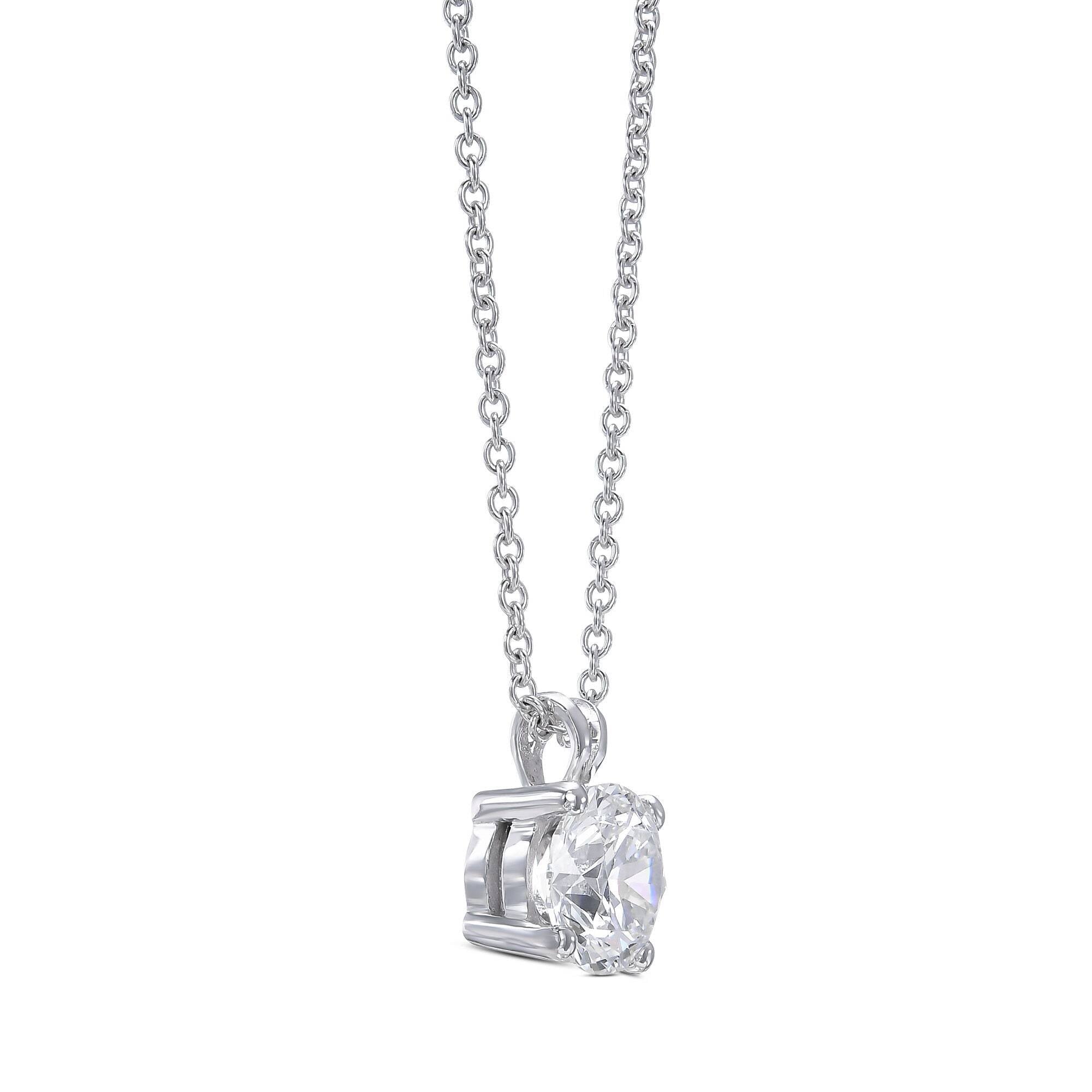 2 Carat Round Brilliant Ideal Cut Diamond Solitaire Pendant