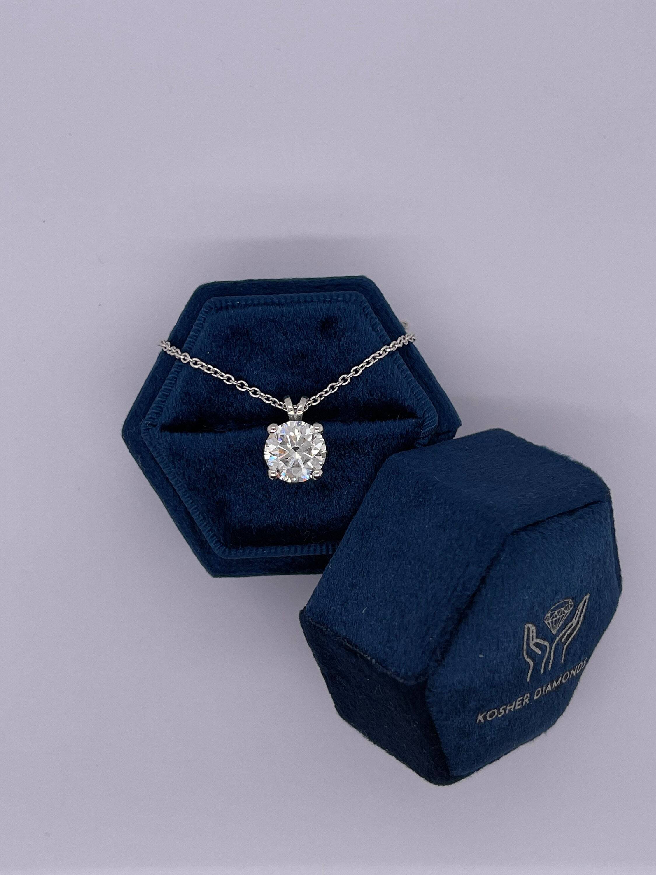 2 Carat Round Brilliant Ideal Cut Diamond Solitaire Pendant