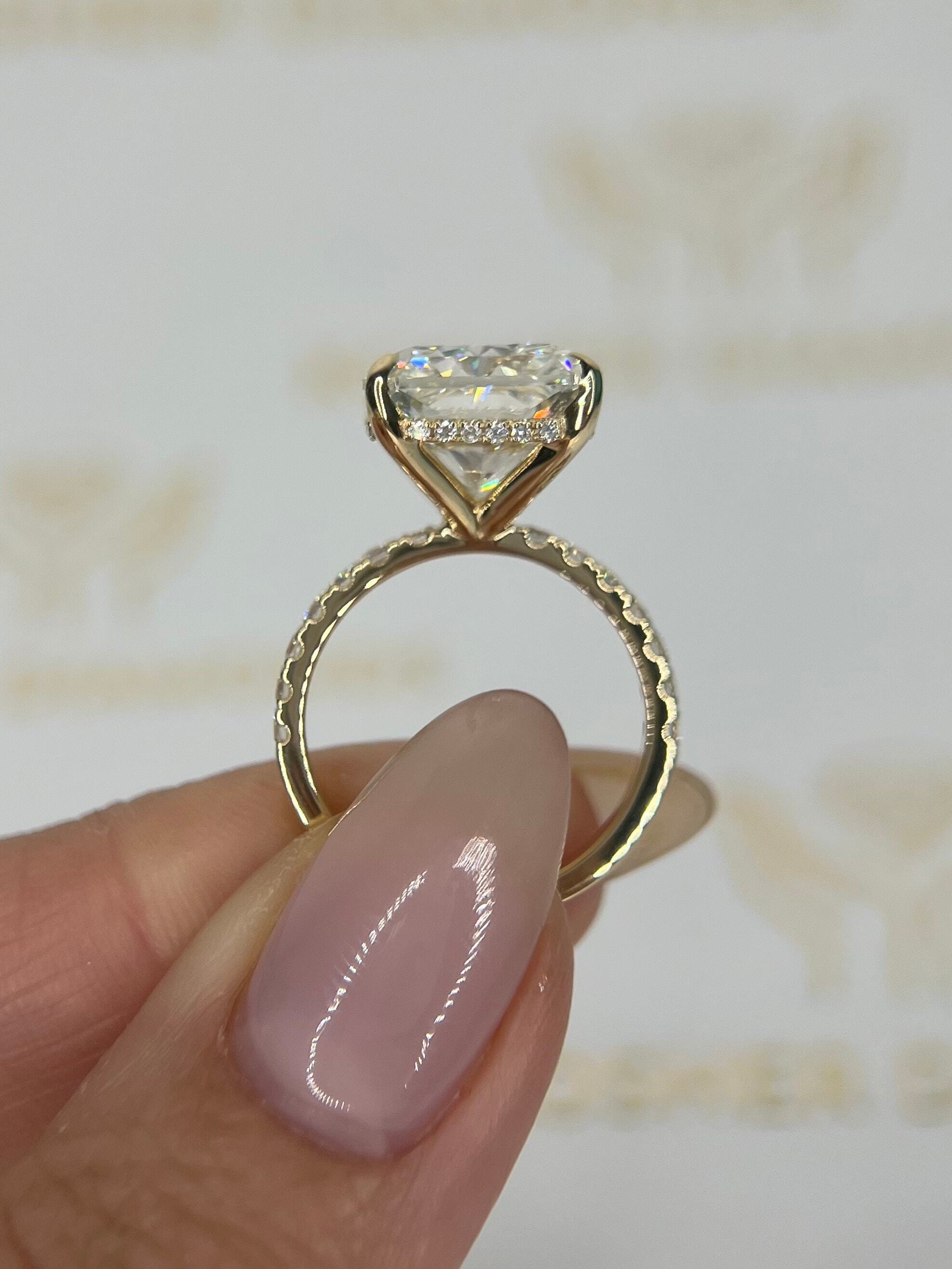 Rare 10.50 Carat Radiant Cut Diamond Solitaire Hidden Halo Engagement Ring