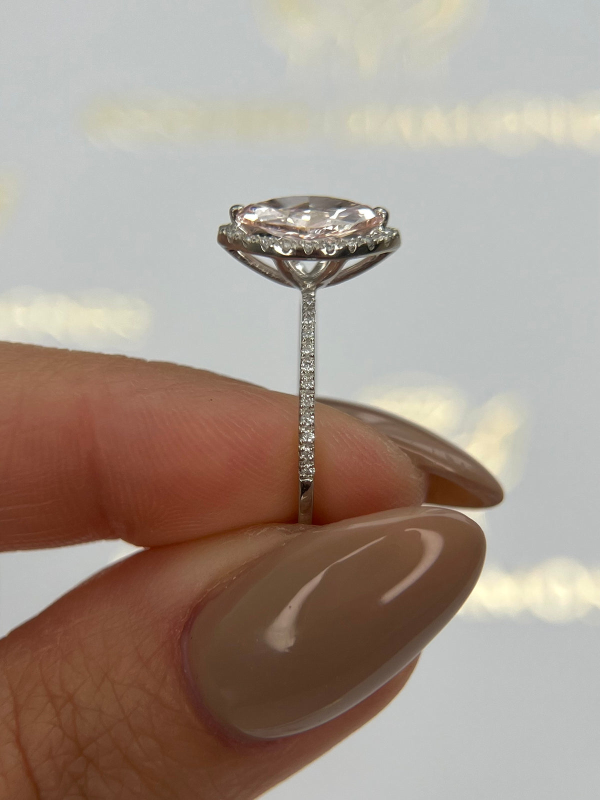 1.25 Carat Fancy Vivid Pink Marquise Diamond Halo Engagement Ring