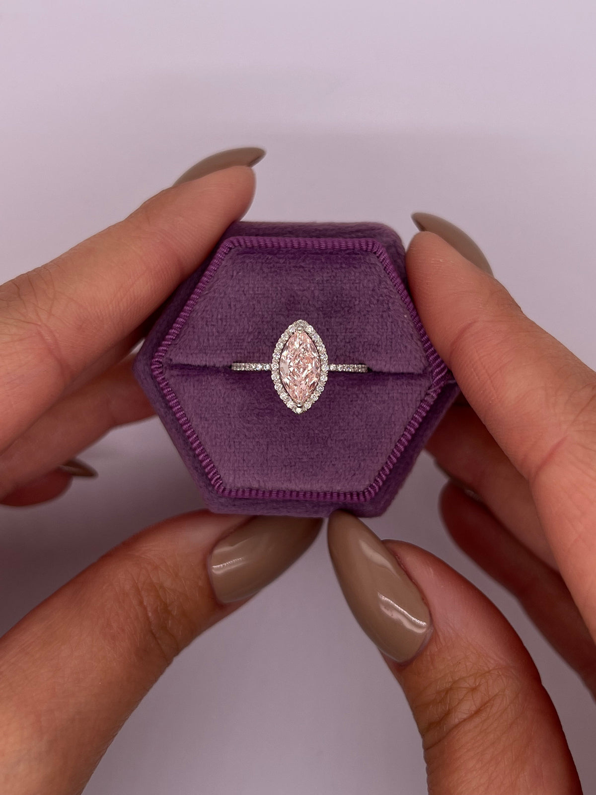 1.25 Carat Fancy Vivid Pink Marquise Diamond Halo Engagement Ring
