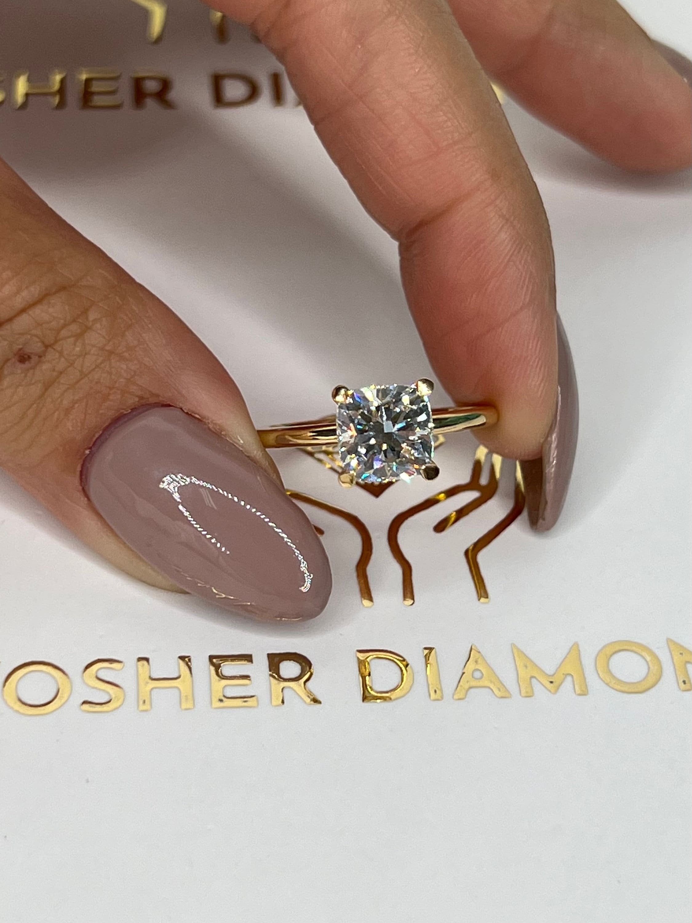 1.5 Carat Square Cushion Cut Diamond Solitaire Engagement Ring