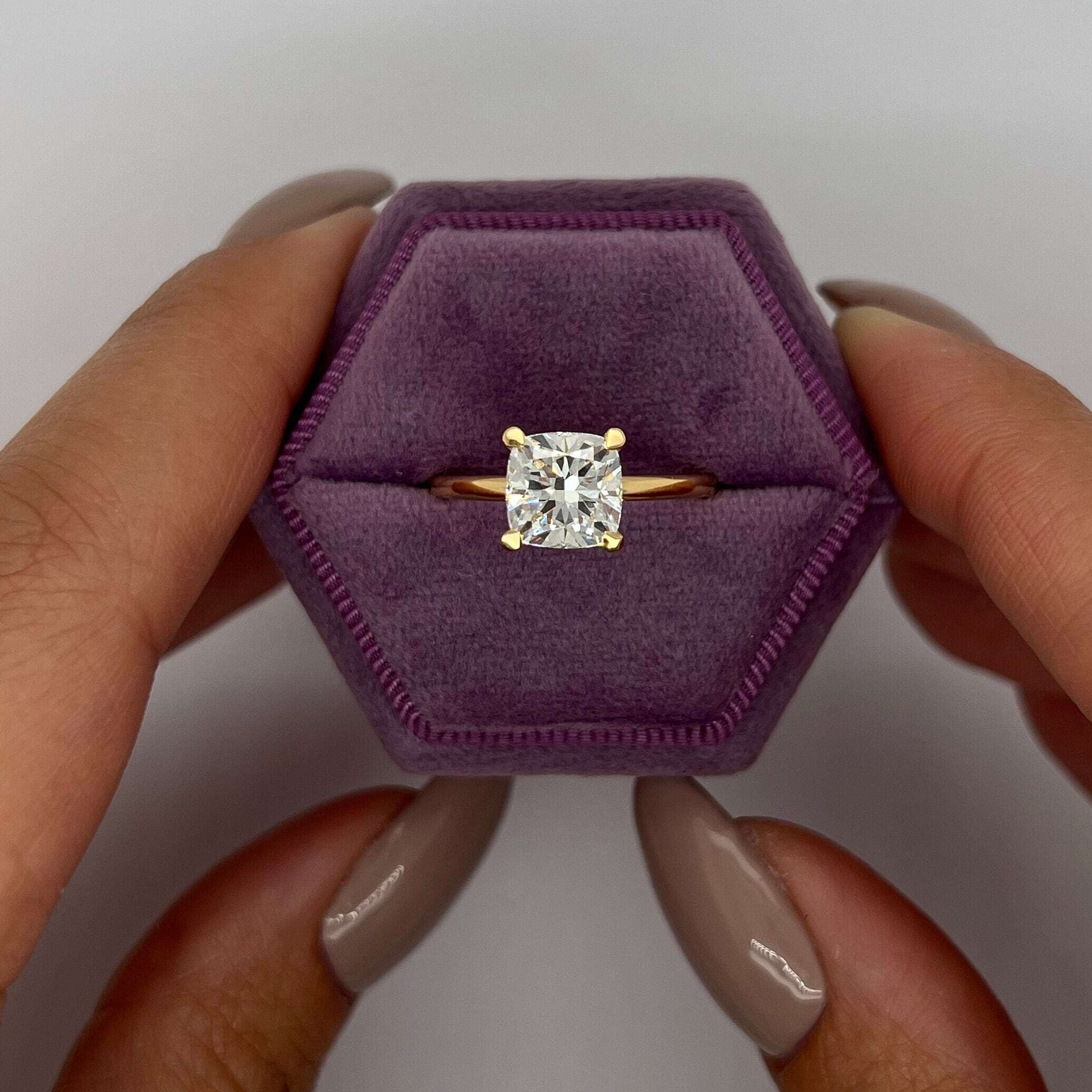 1.5 Carat Square Cushion Cut Diamond Solitaire Engagement Ring