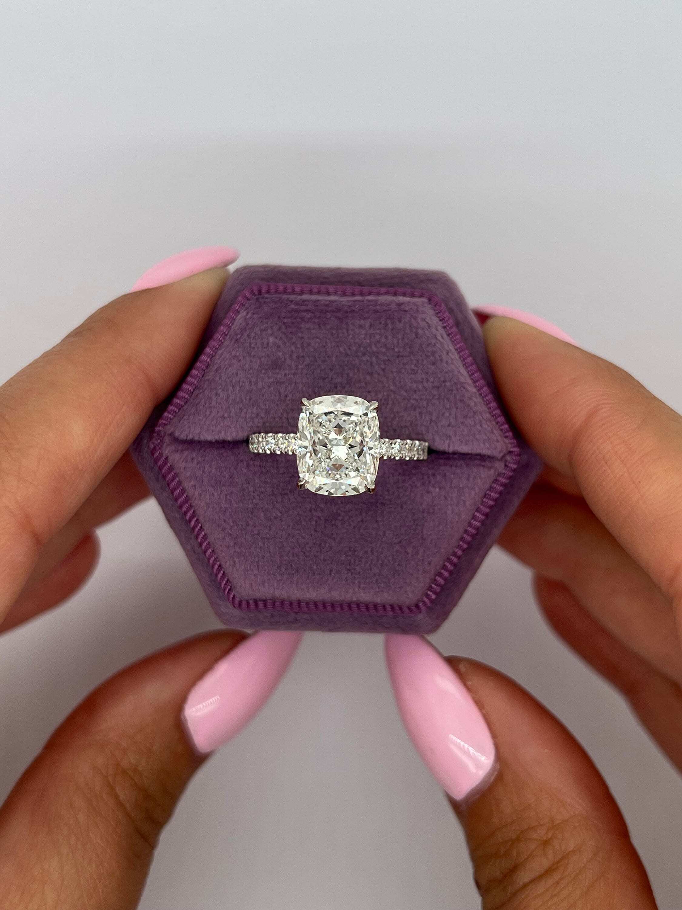 4.25 Carat Rectangular Cushion Cut Diamond Solitaire Engagement Ring